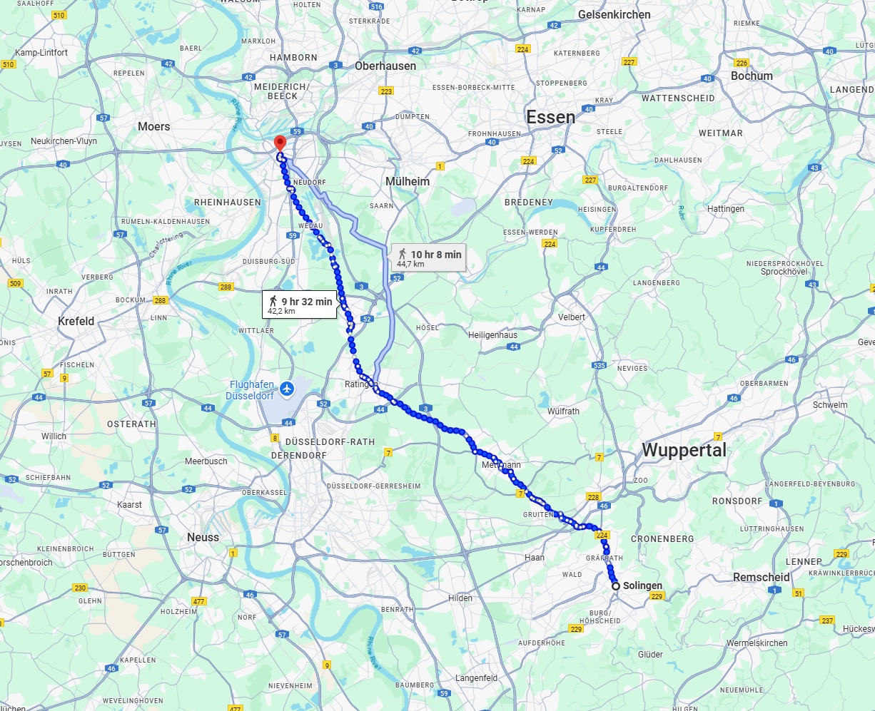 Anreise von Solingen Zu Duisburg Über 