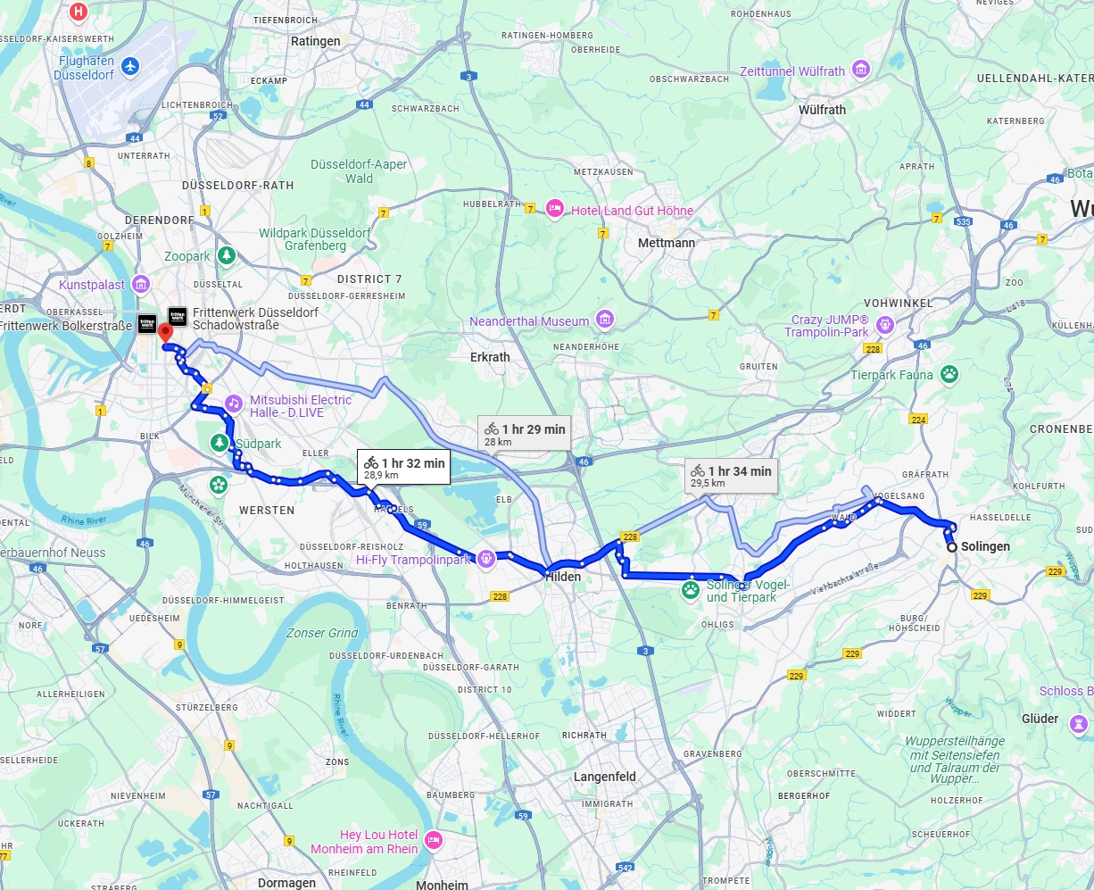 Anreise von Solingen Zu Düsseldorf Über 