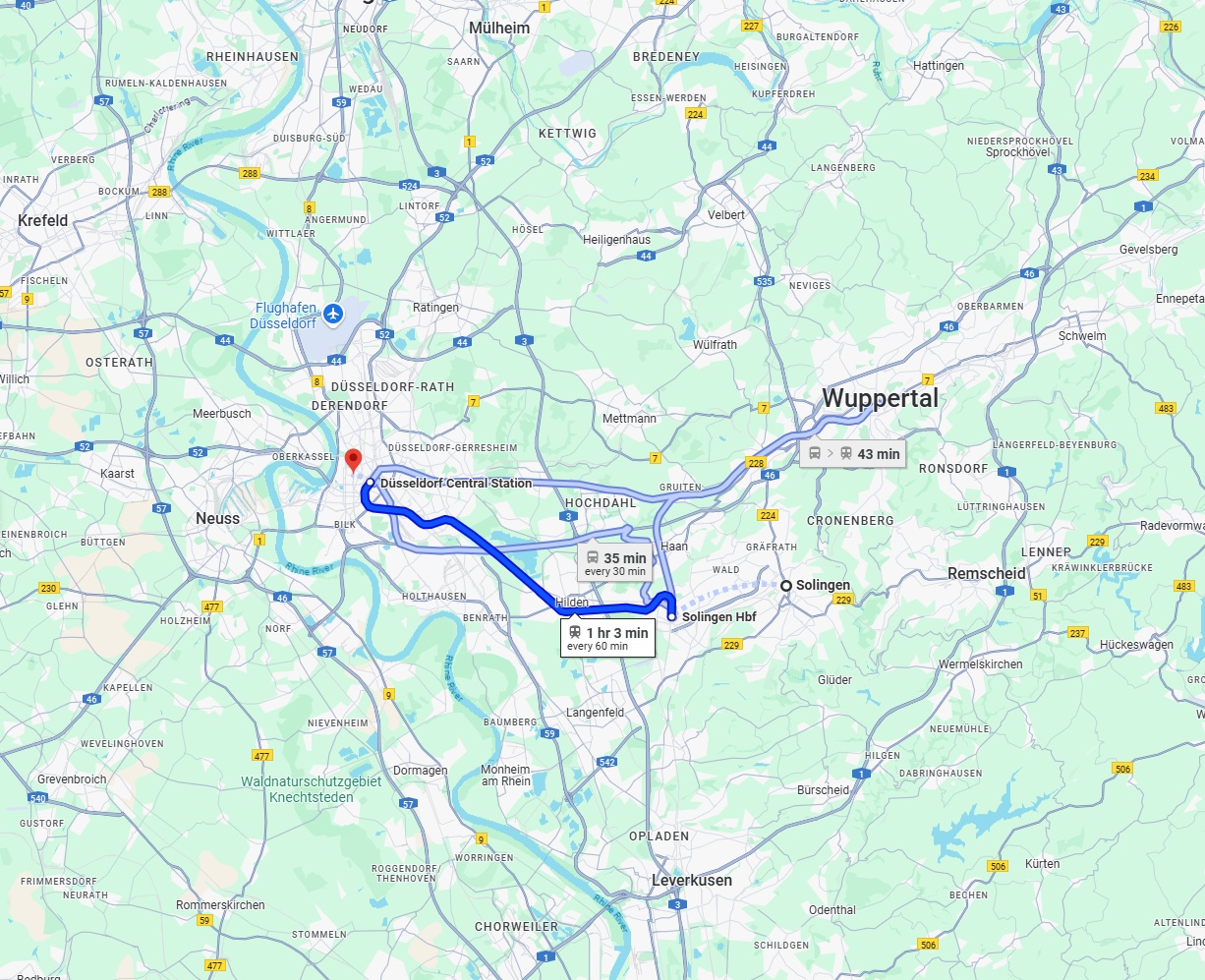 Anreise von Solingen Zu Düsseldorf Über 