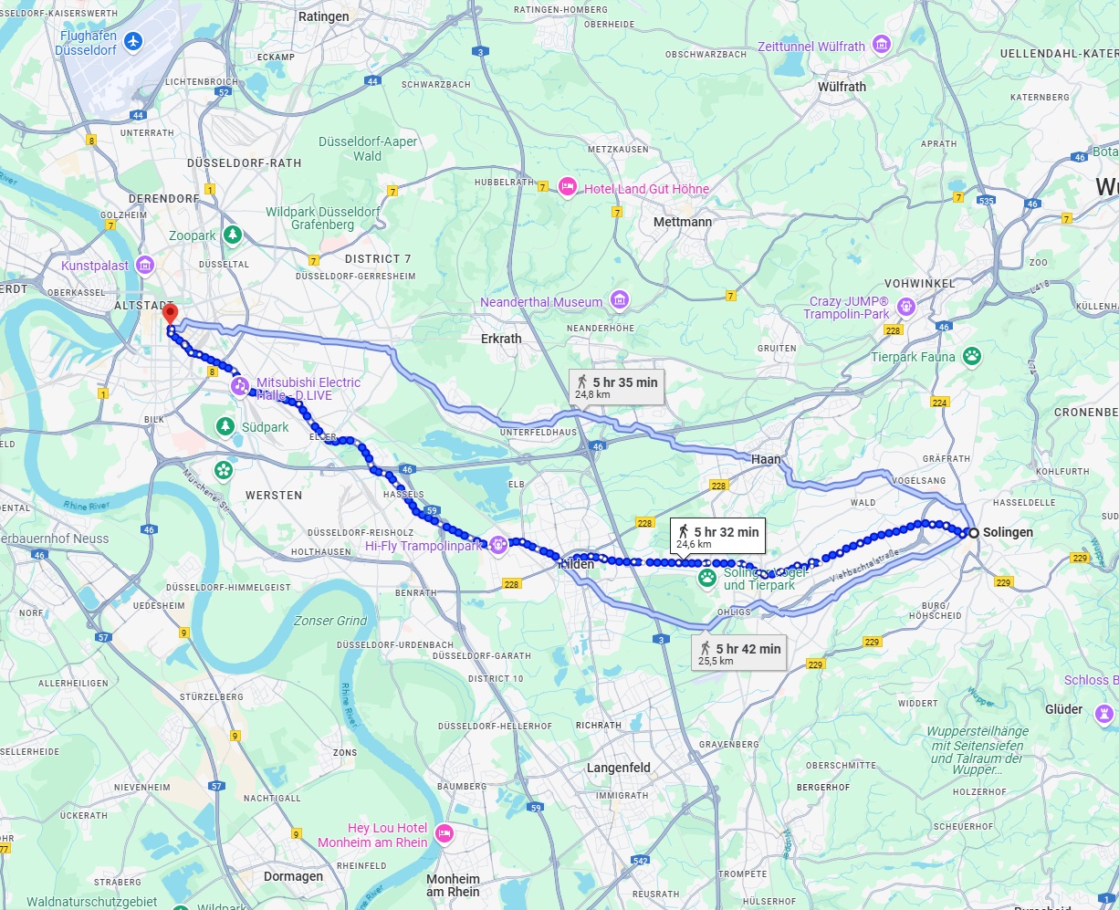 Anreise von Solingen Zu Düsseldorf Über 