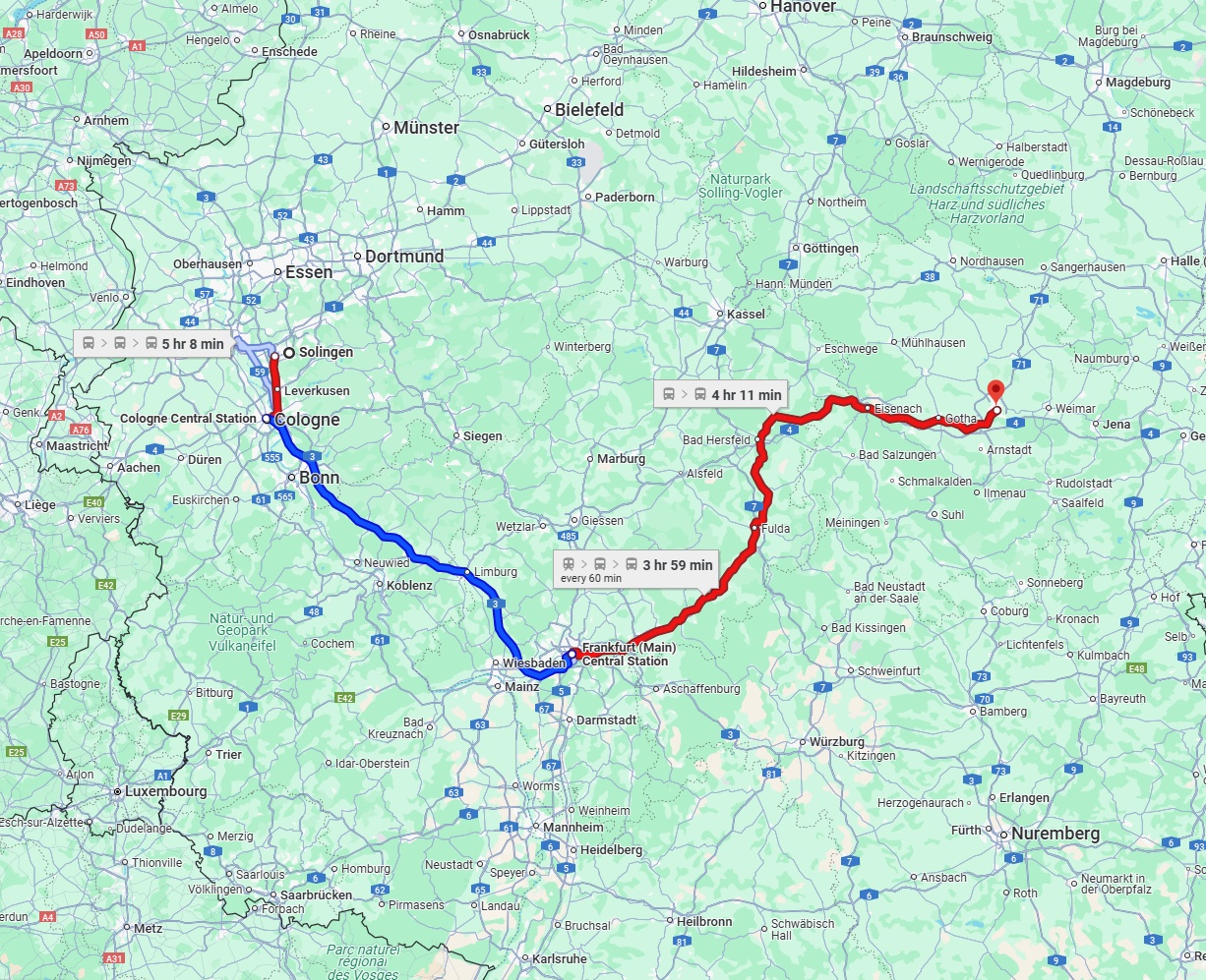 Anreise von Solingen Zu Erfurt Über 