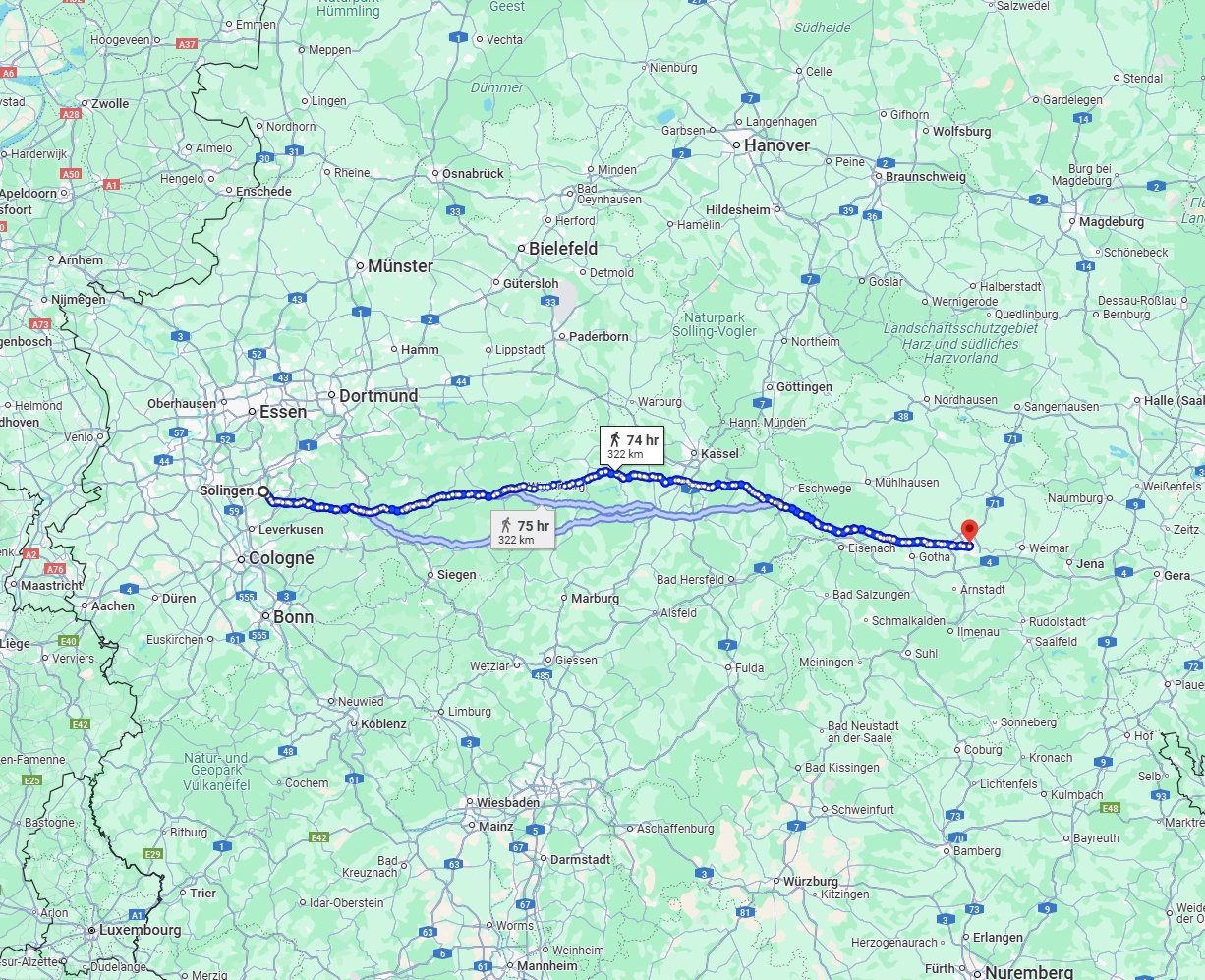 Anreise von Solingen Zu Erfurt Über 