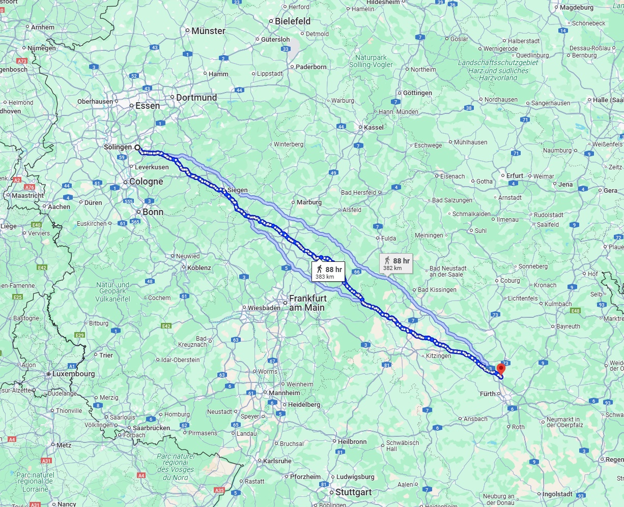 Anreise von Solingen Zu Erlangen Über 