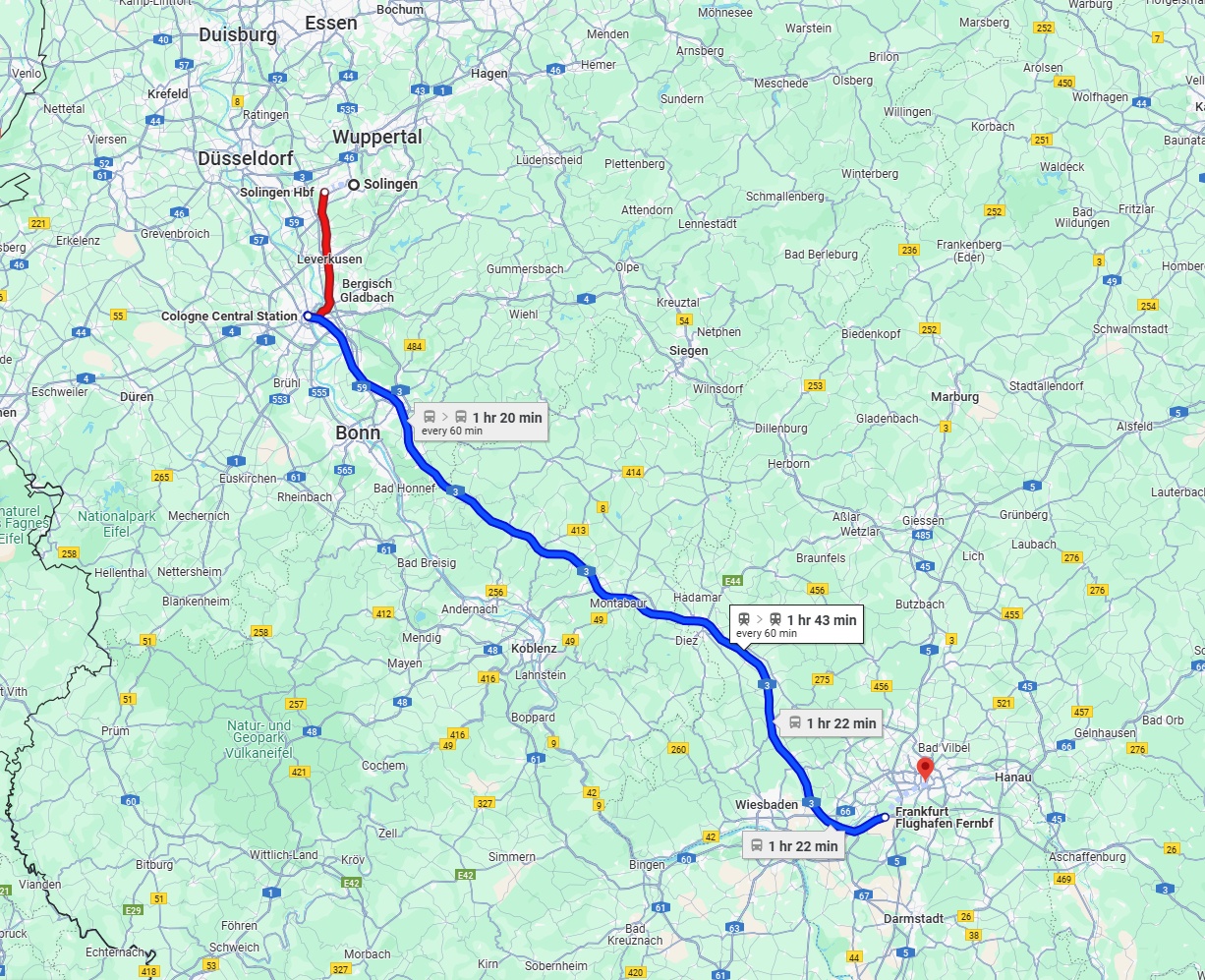Anreise von Solingen Zu Frankfurt am Main Über 