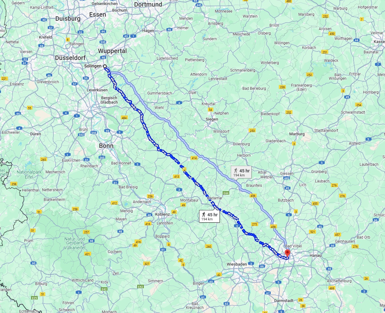 Anreise von Solingen Zu Frankfurt am Main Über 