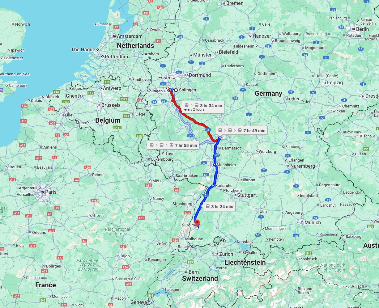 Anreise von Solingen Zu Freiburg im Breisgau Über 