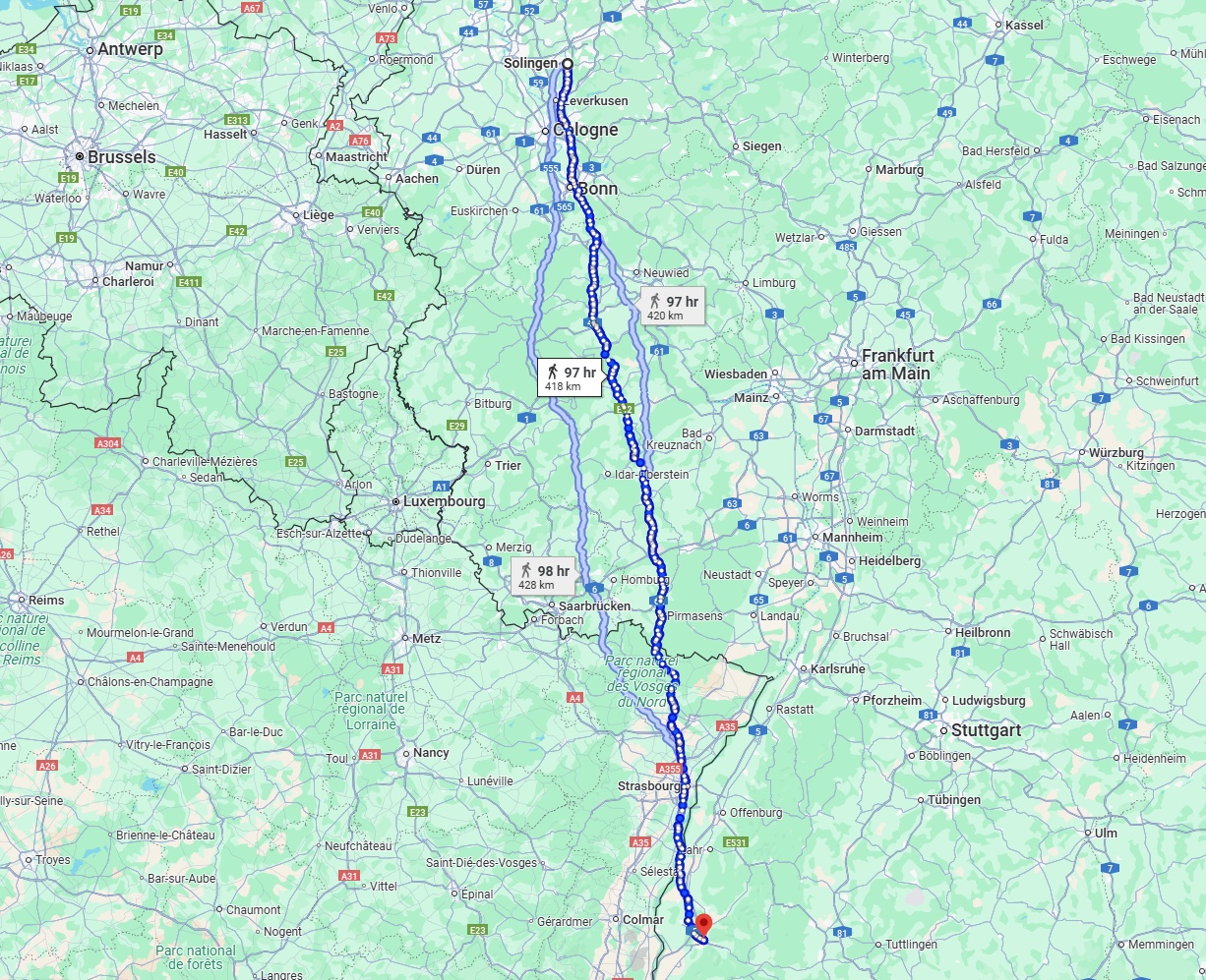 Anreise von Solingen Zu Freiburg im Breisgau Über 