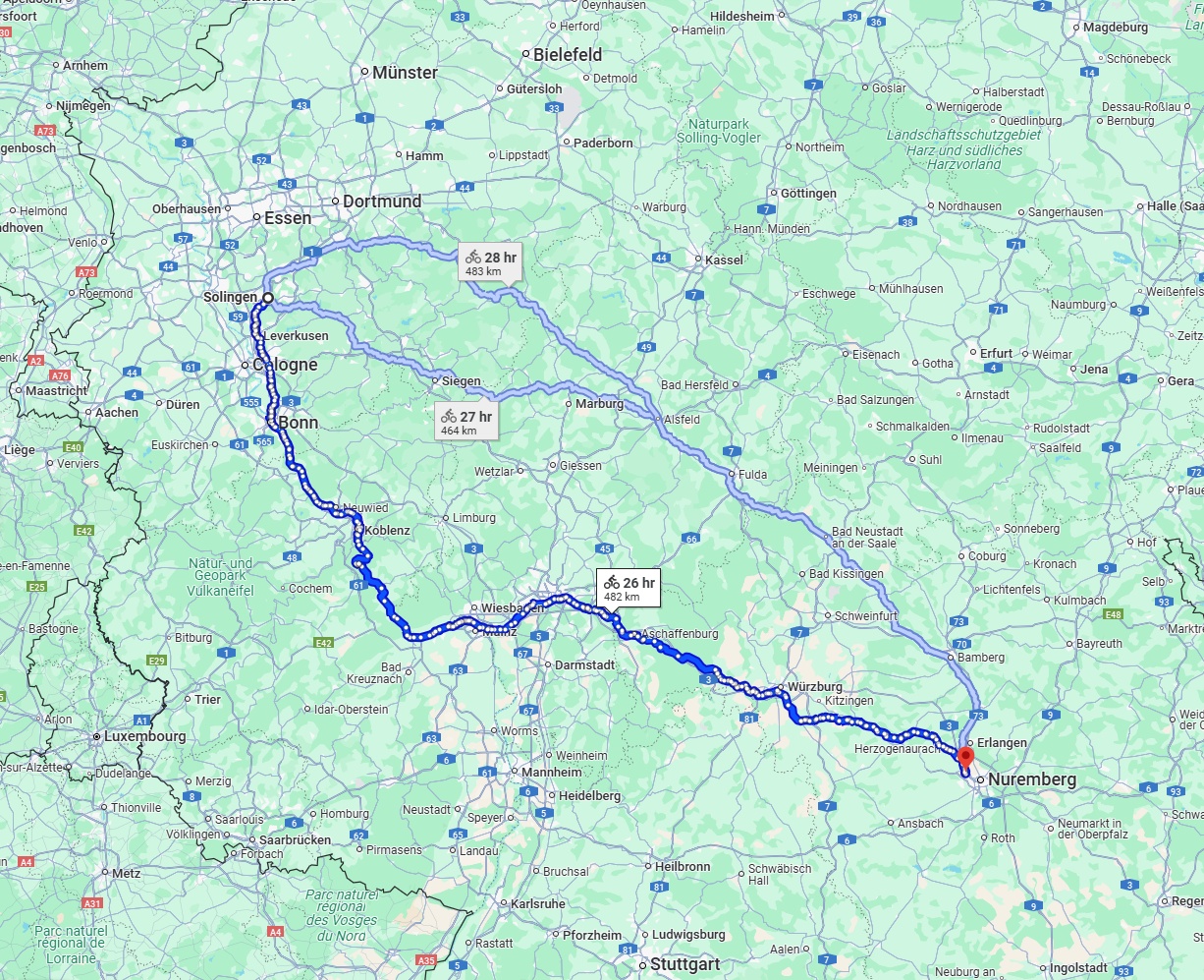 Anreise von Solingen Zu Fürth Über 