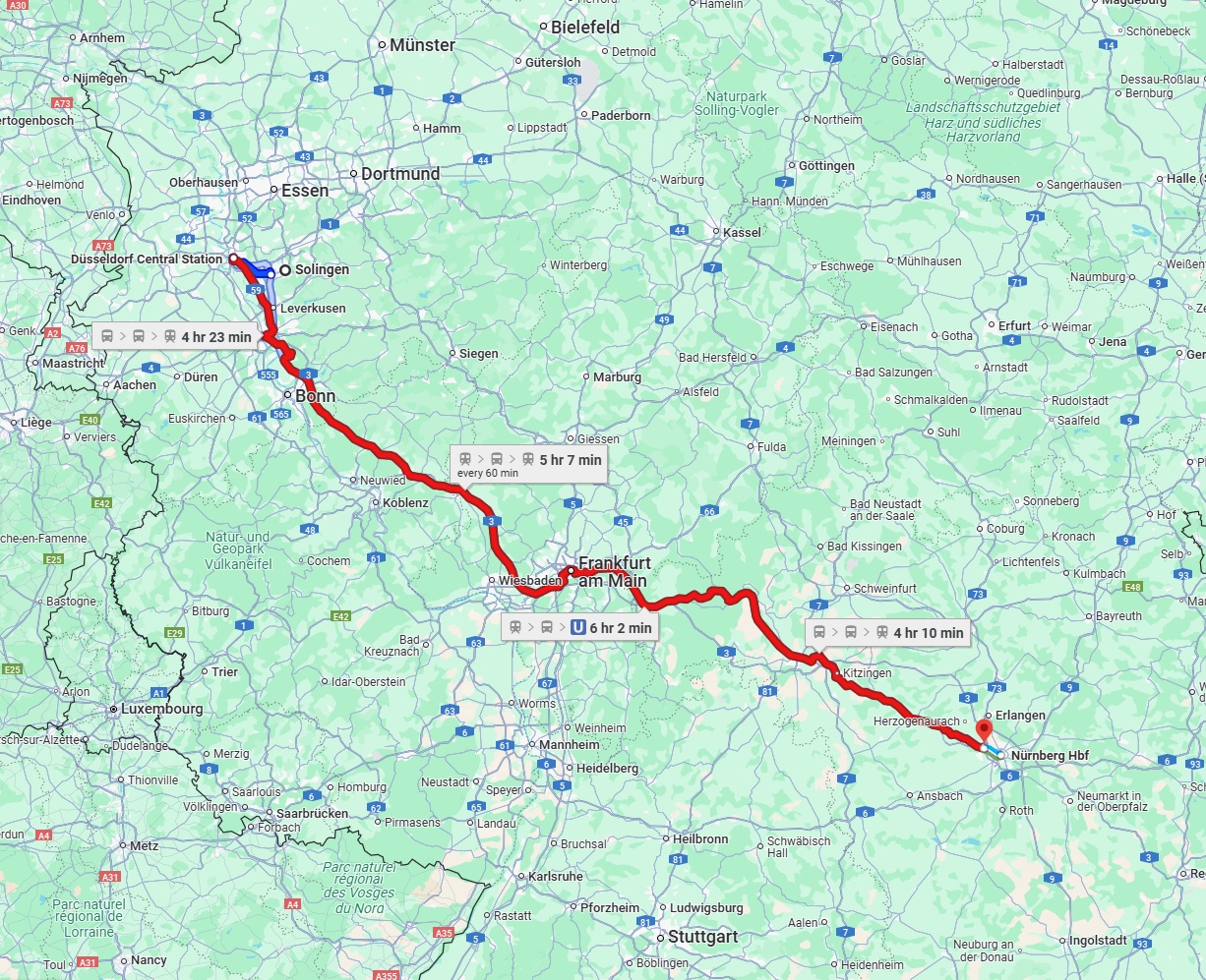 Anreise von Solingen Zu Fürth Über 