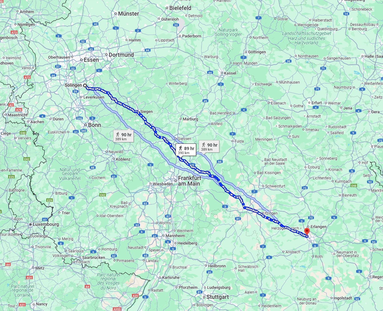 Anreise von Solingen Zu Fürth Über 