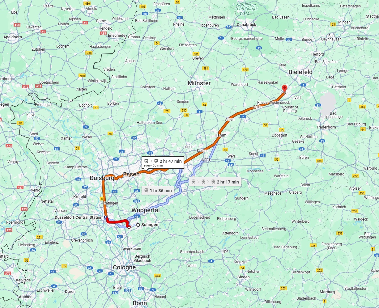 Anreise von Solingen Zu Gütersloh Über 