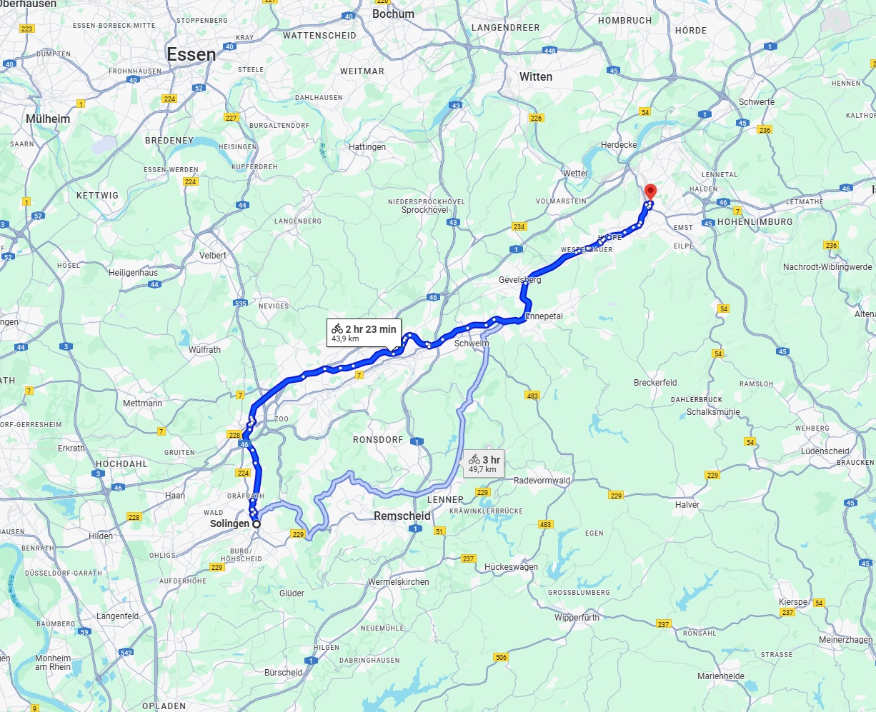 Anreise von Solingen Zu Hagen Über 