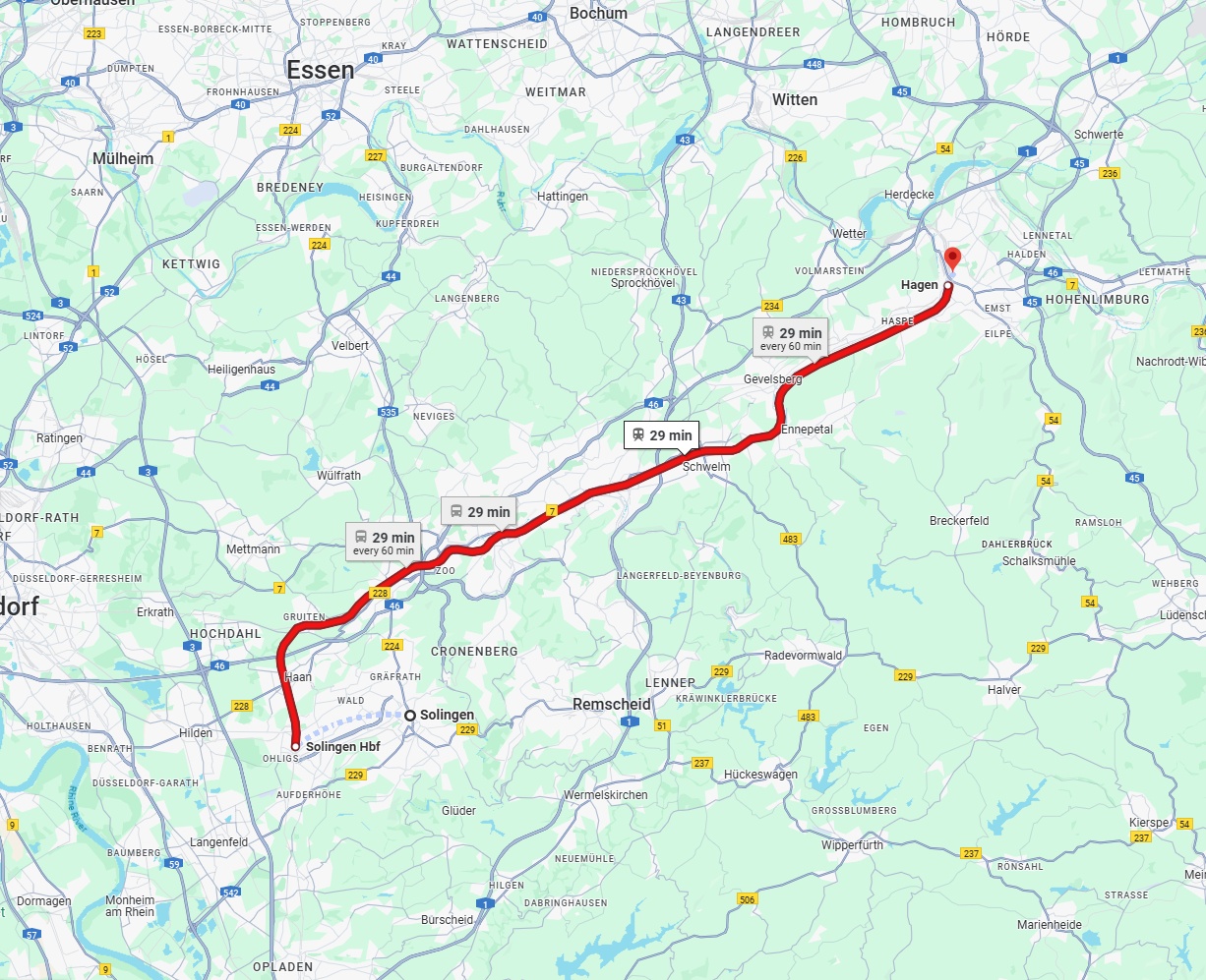 Anreise von Solingen Zu Hagen Über 