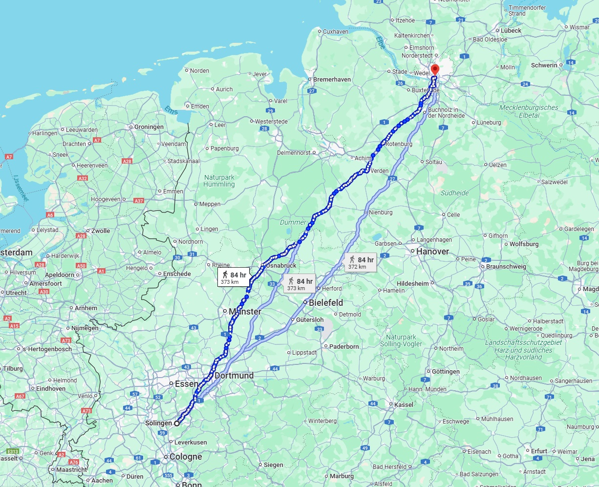 Anreise von Solingen Zu Hamburg Über 