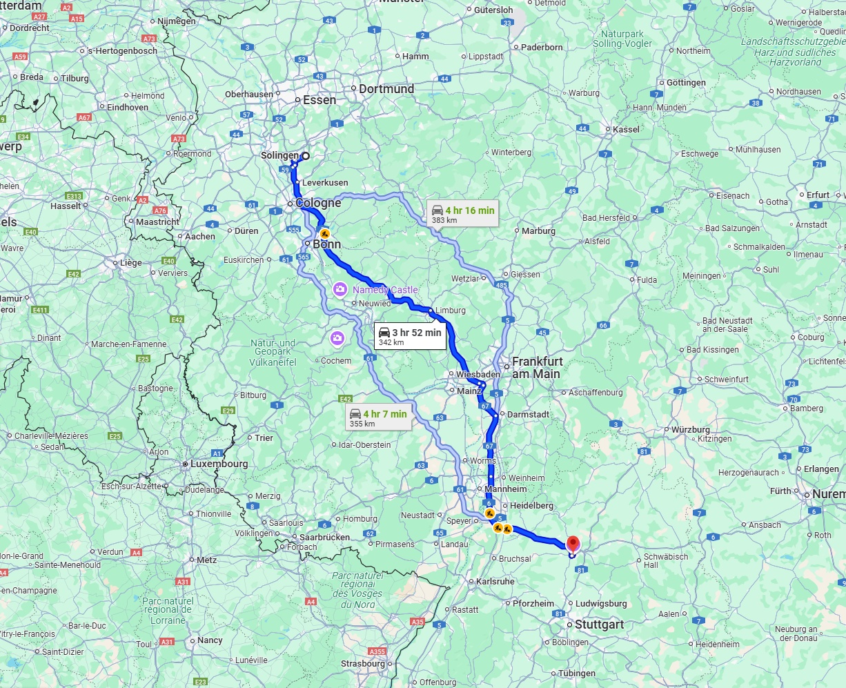 Anreise von Solingen Zu Heilbronn Über via A3