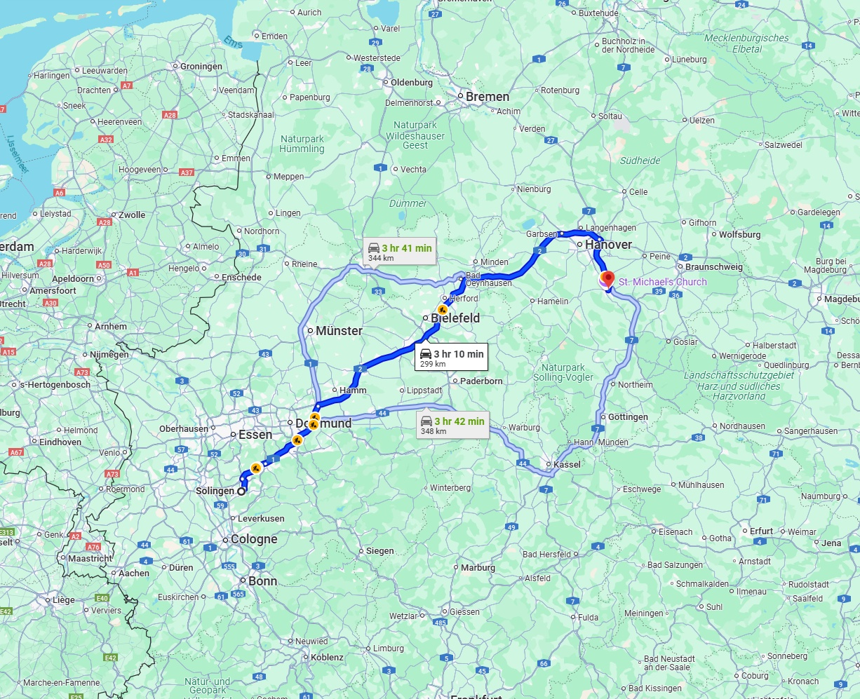 Anreise von Solingen Zu Hildesheim Über via A2