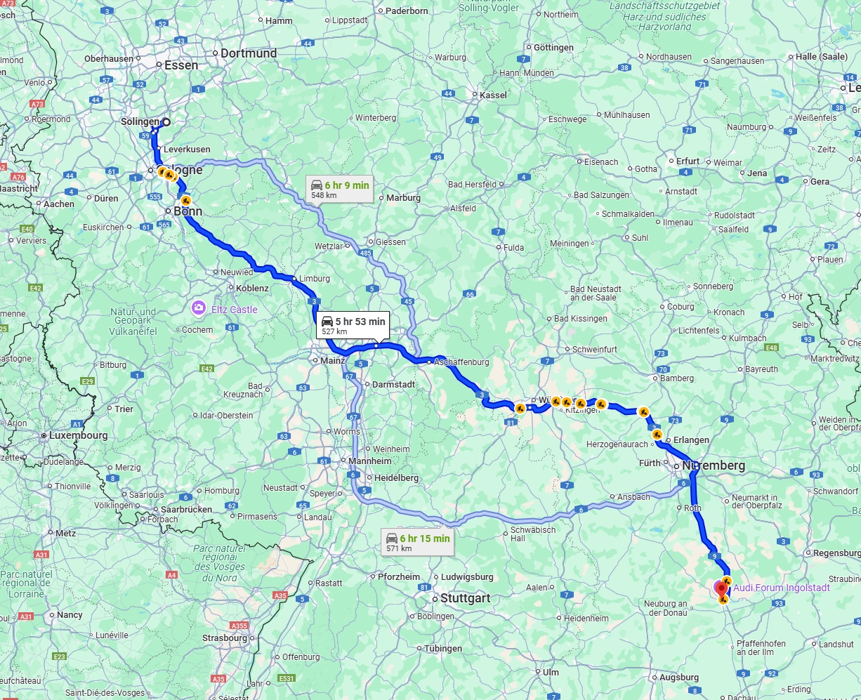 Anreise von Solingen Zu Ingolstadt Über via A3