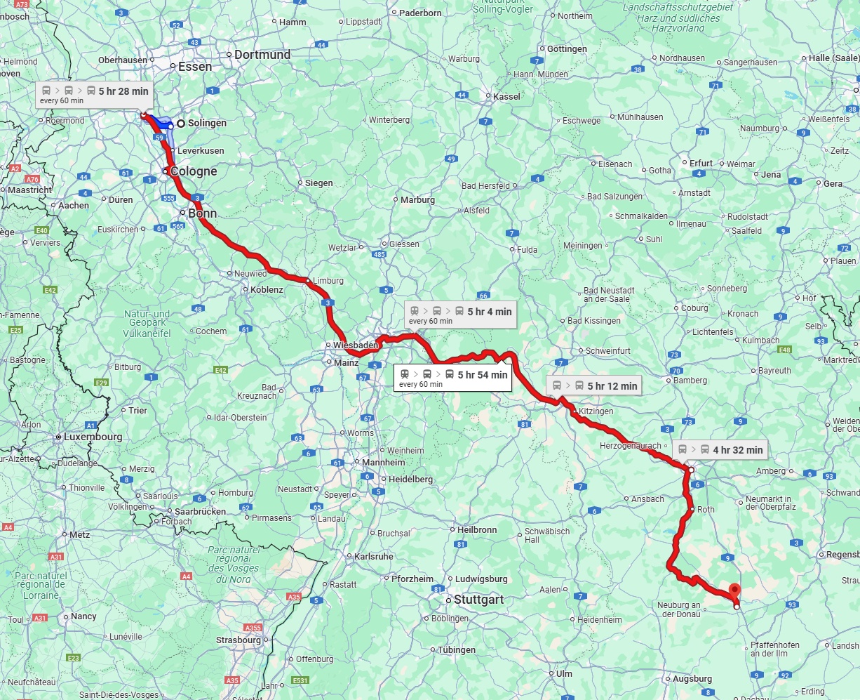 Anreise von Solingen Zu Ingolstadt Über 