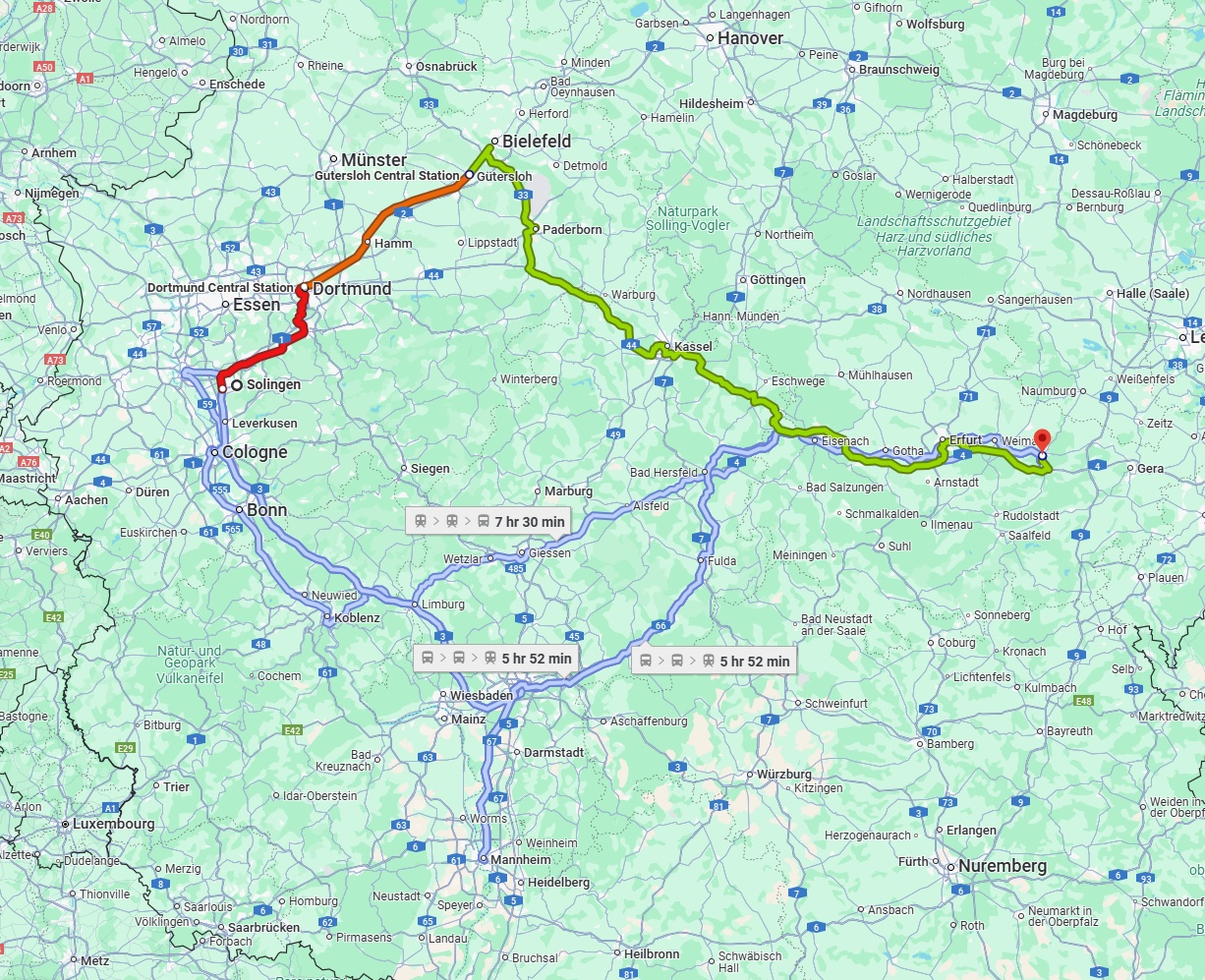 Anreise von Solingen Zu Jena Über 