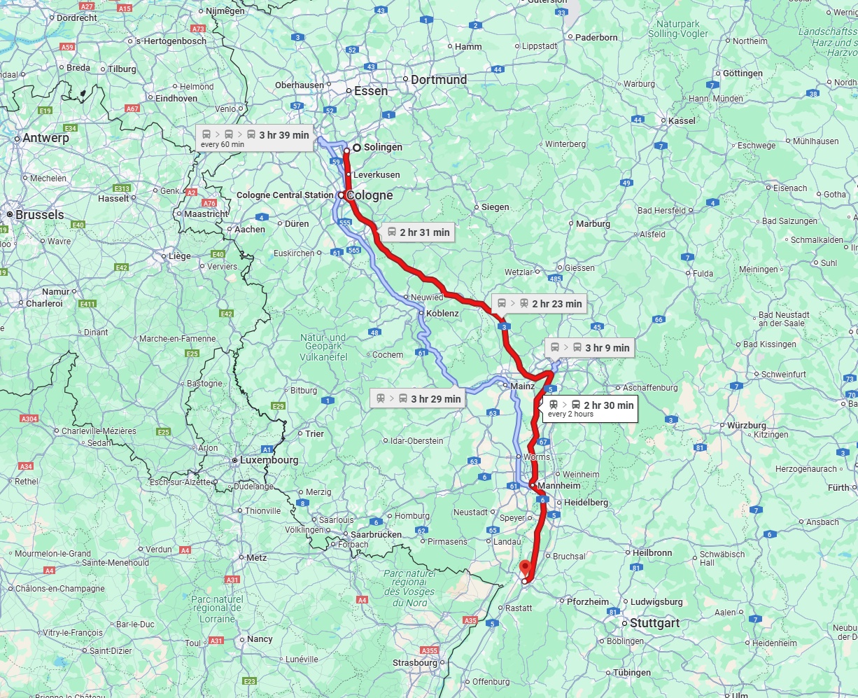 Anreise von Solingen Zu Karlsruhe Über 