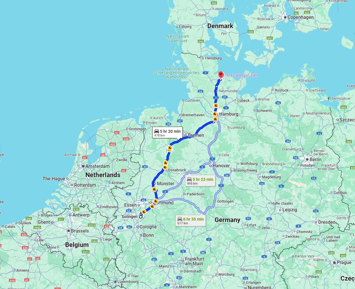 Anreise von Solingen Zu Kiel Über via A1