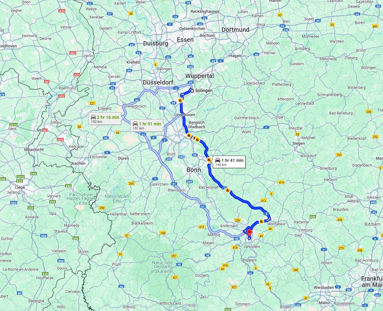 Anreise von Solingen Zu Koblenz Über via A3