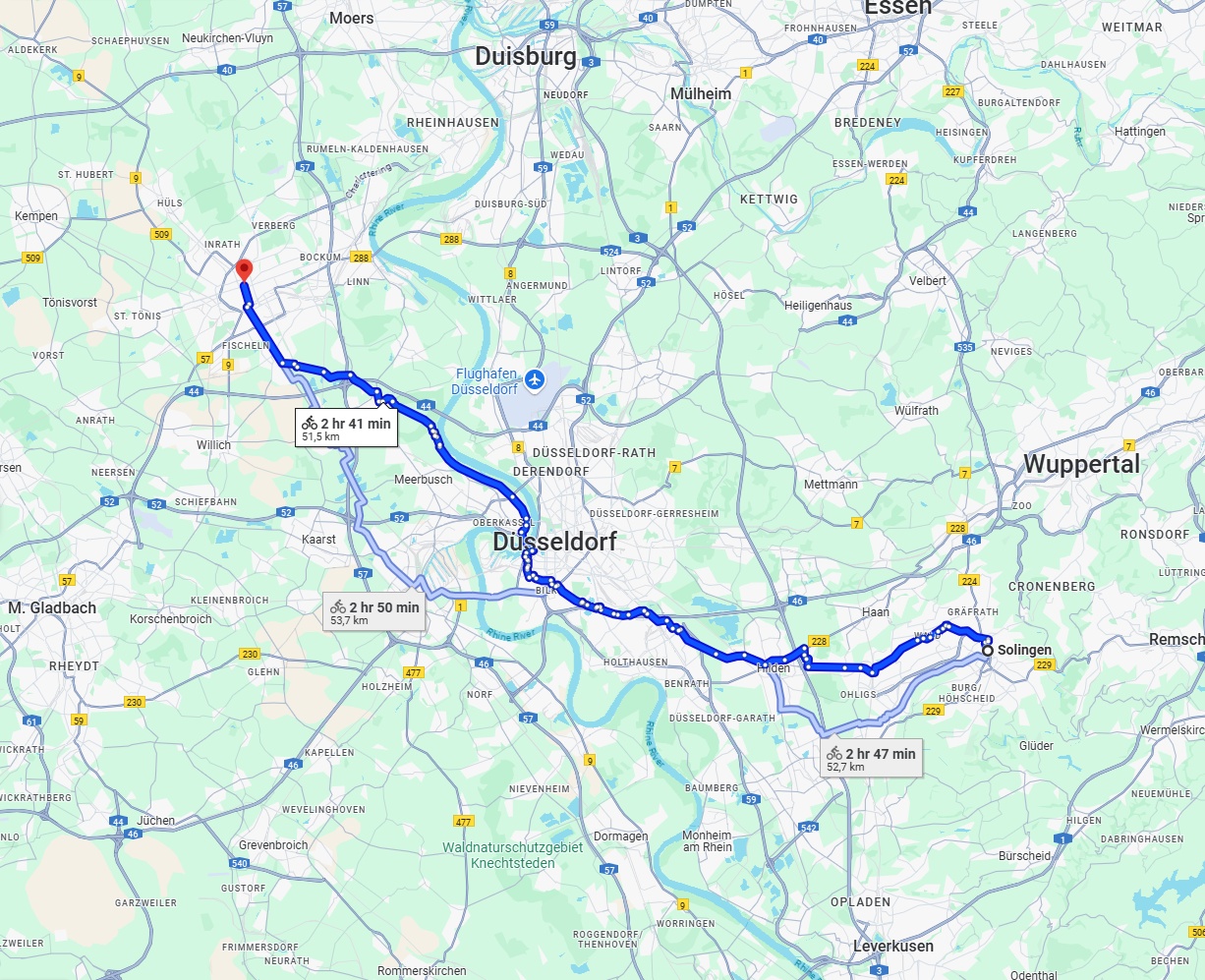 Anreise von Solingen Zu Krefeld Über 
