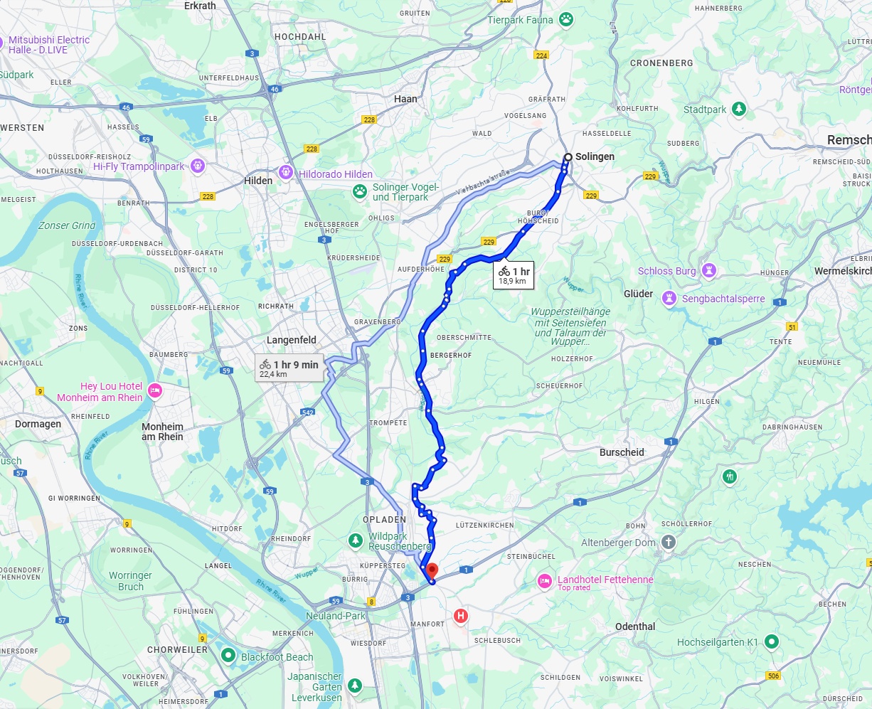 Anreise von Solingen Zu Leverkusen Über 