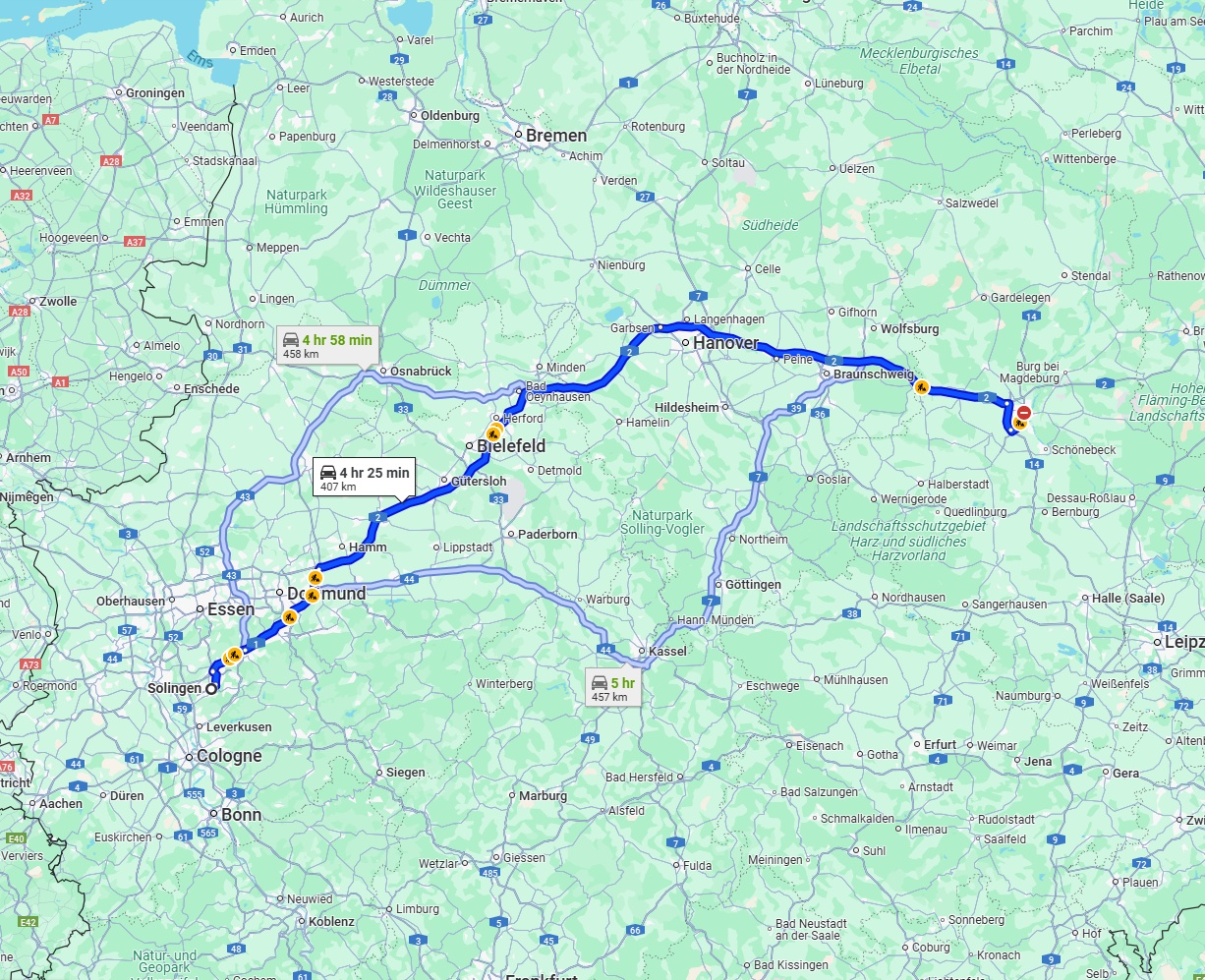 Anreise von Solingen Zu Magdeburg Über via A2
