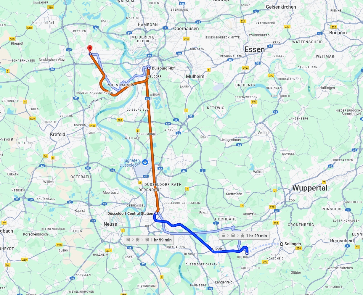 Anreise von Solingen Zu Moers Über 