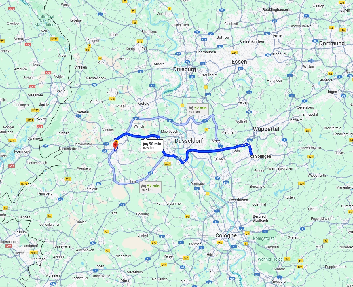 Anreise von Solingen Zu Mönchengladbach Über via A46