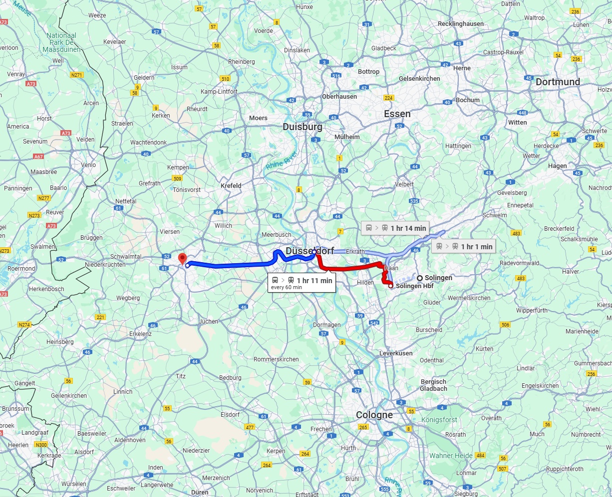 Anreise von Solingen Zu Mönchengladbach Über 
