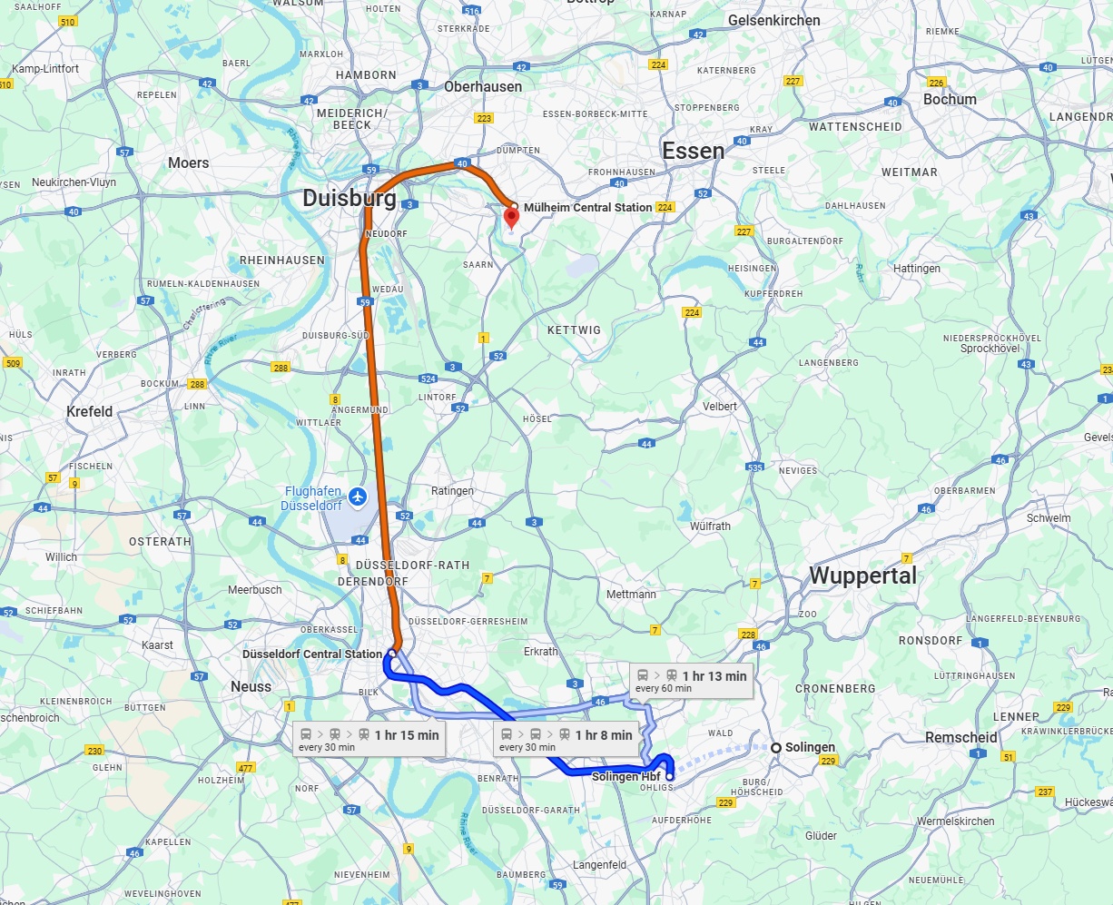 Anreise von Solingen Zu Mülheim an der Ruhr Über 