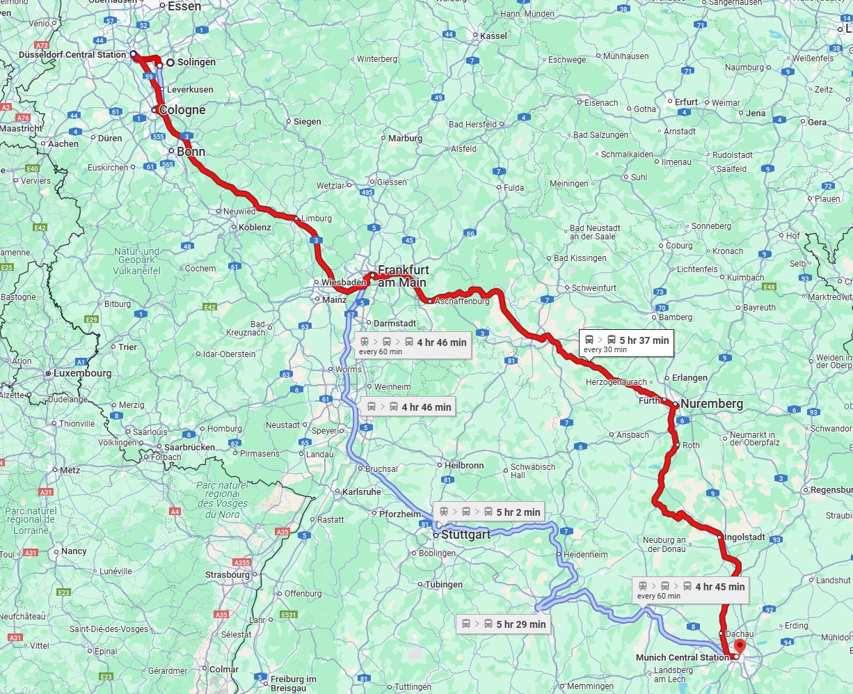 Anreise von Solingen Zu München Über 