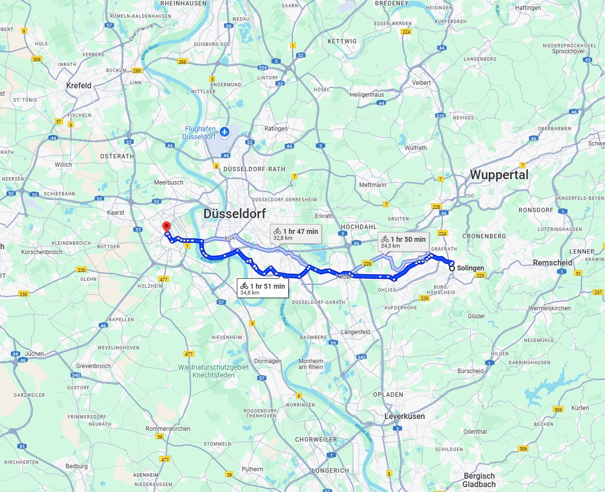 Anreise von Solingen Zu Neuss Über 