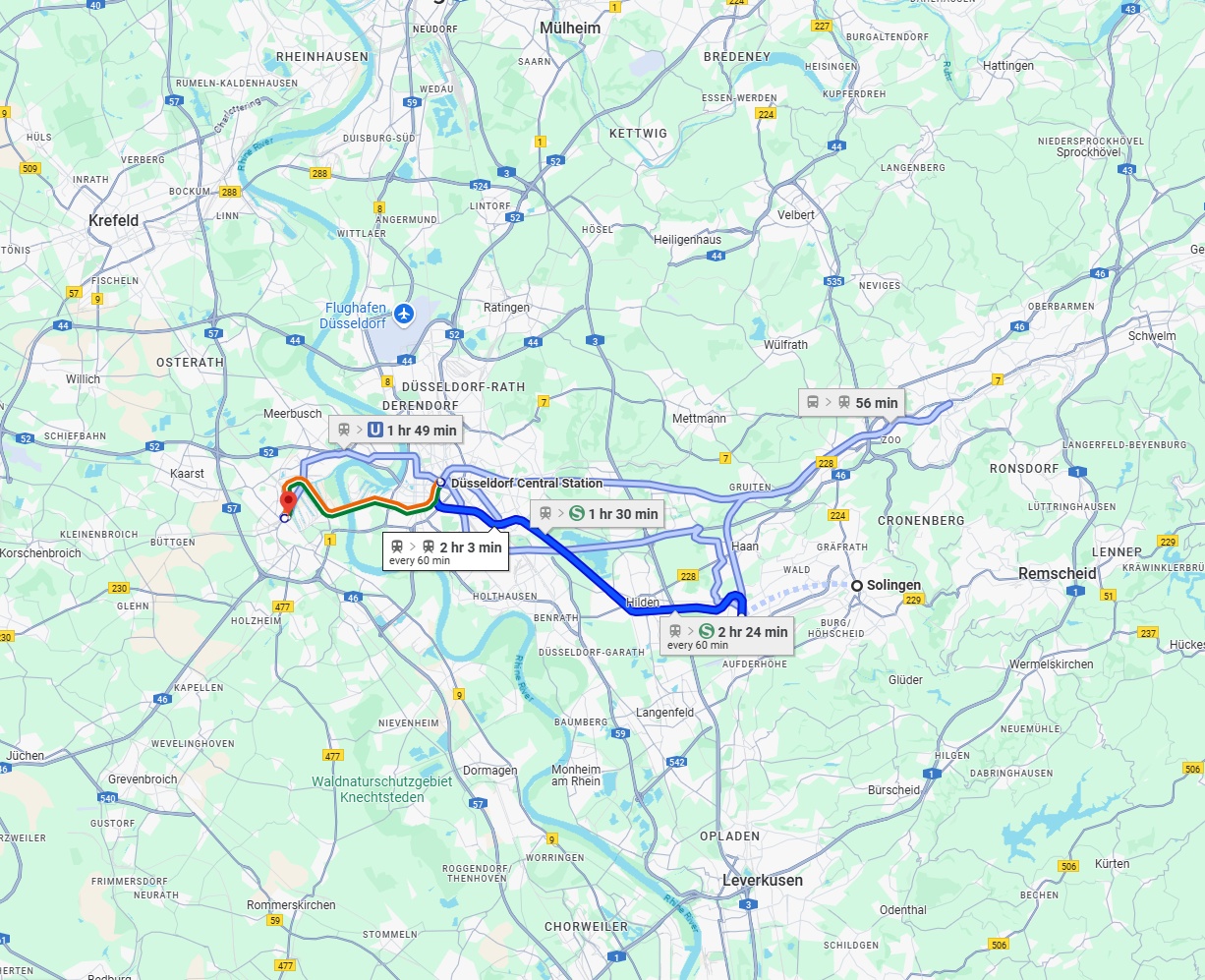 Anreise von Solingen Zu Neuss Über 