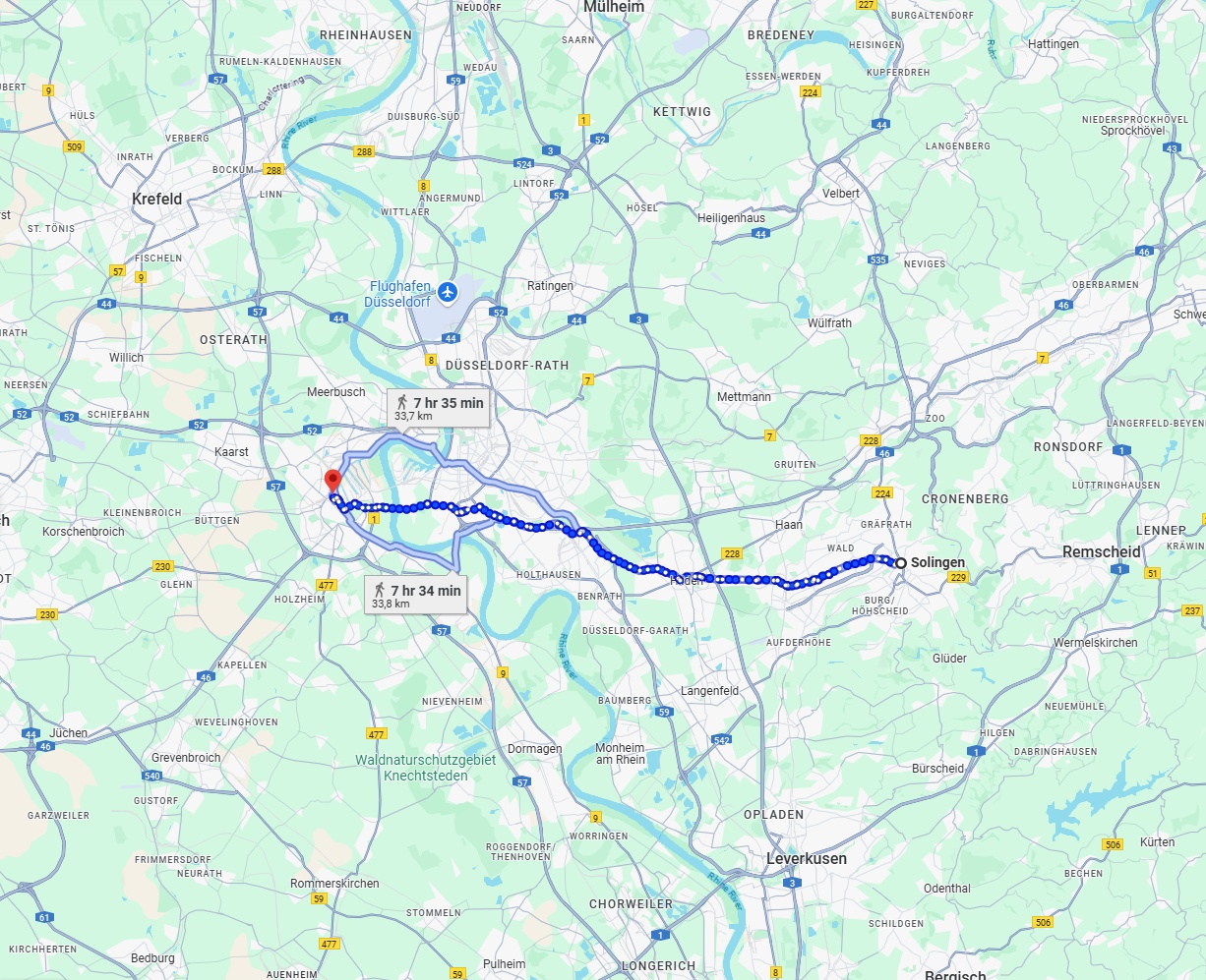 Anreise von Solingen Zu Neuss Über 