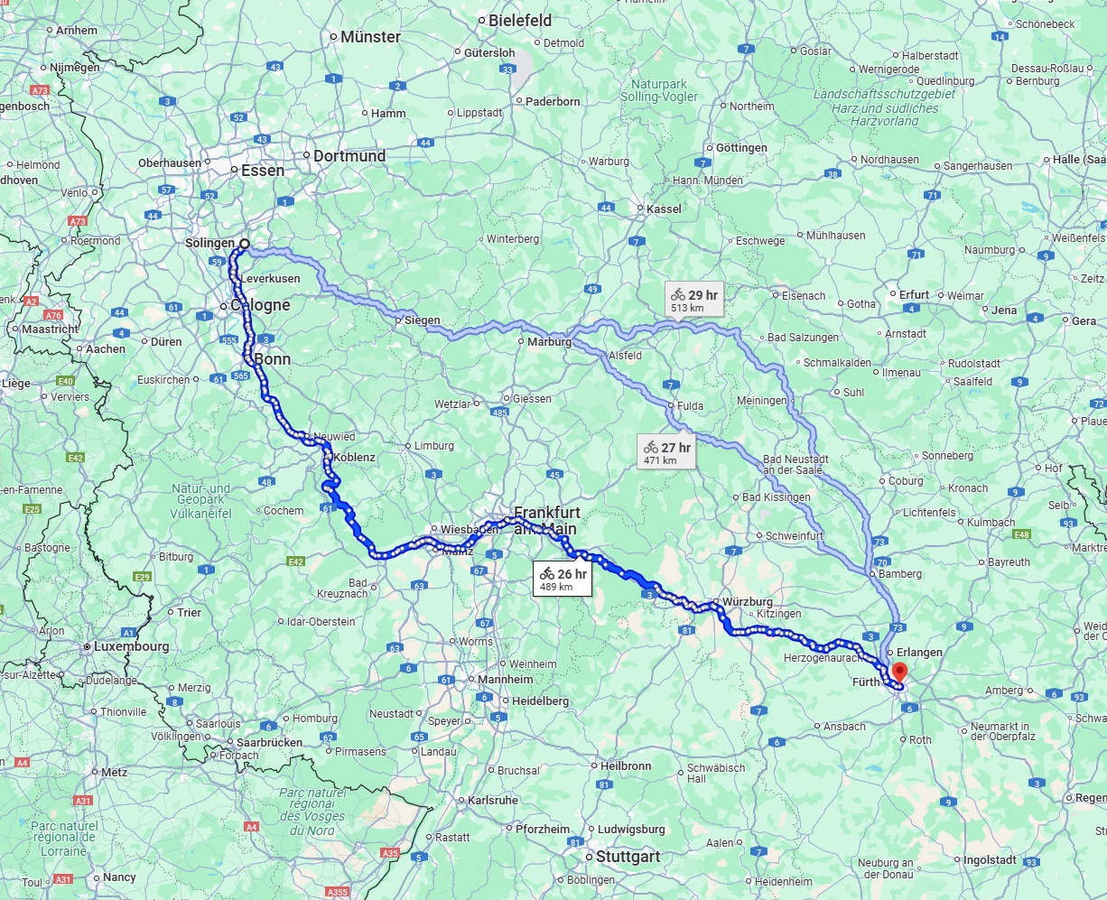 Anreise von Solingen Zu Nürnberg Über 