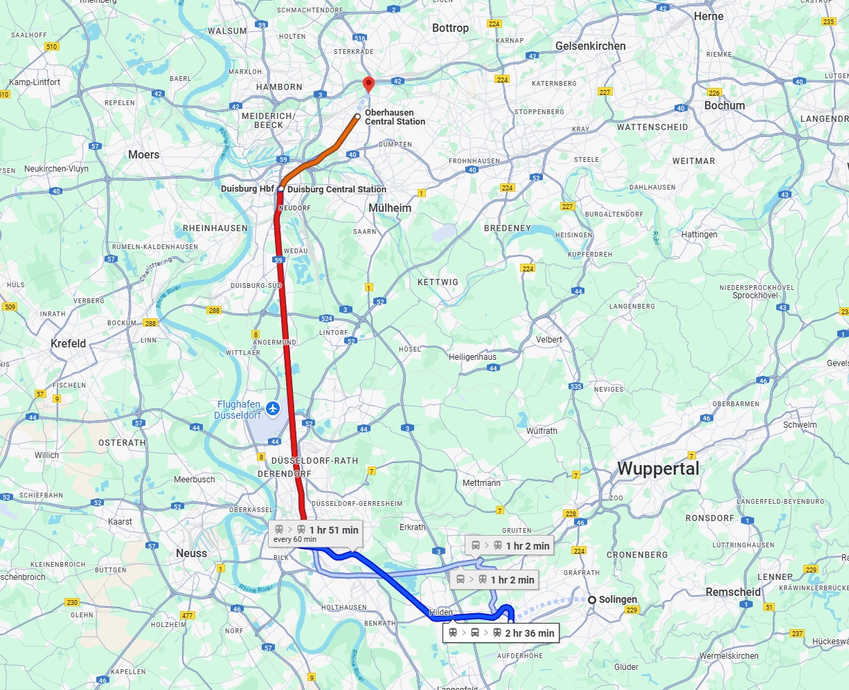Anreise von Solingen Zu Oberhausen Über 