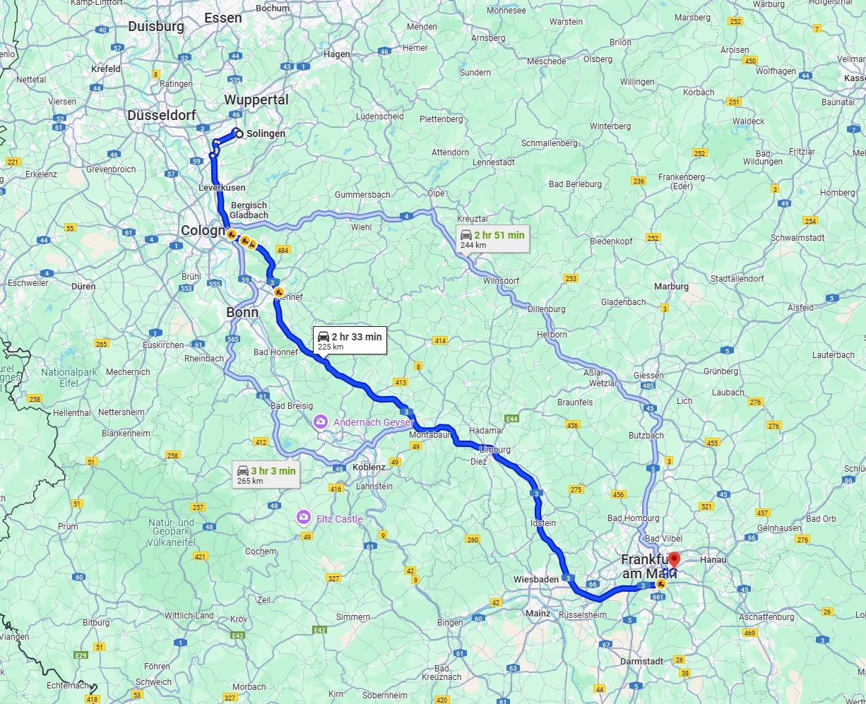 Anreise von Solingen Zu Offenbach am Main Über via A3