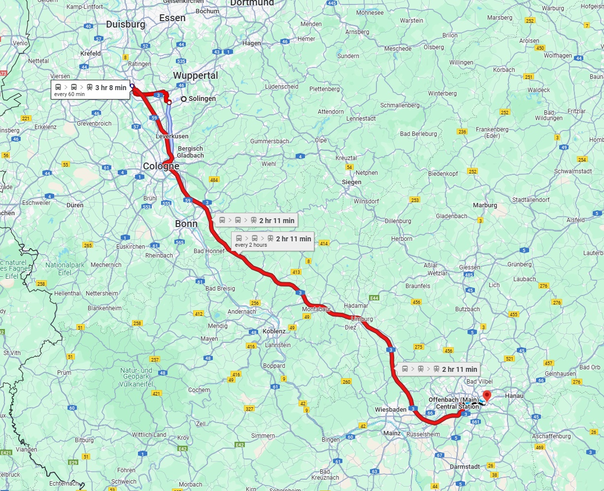 Anreise von Solingen Zu Offenbach am Main Über 
