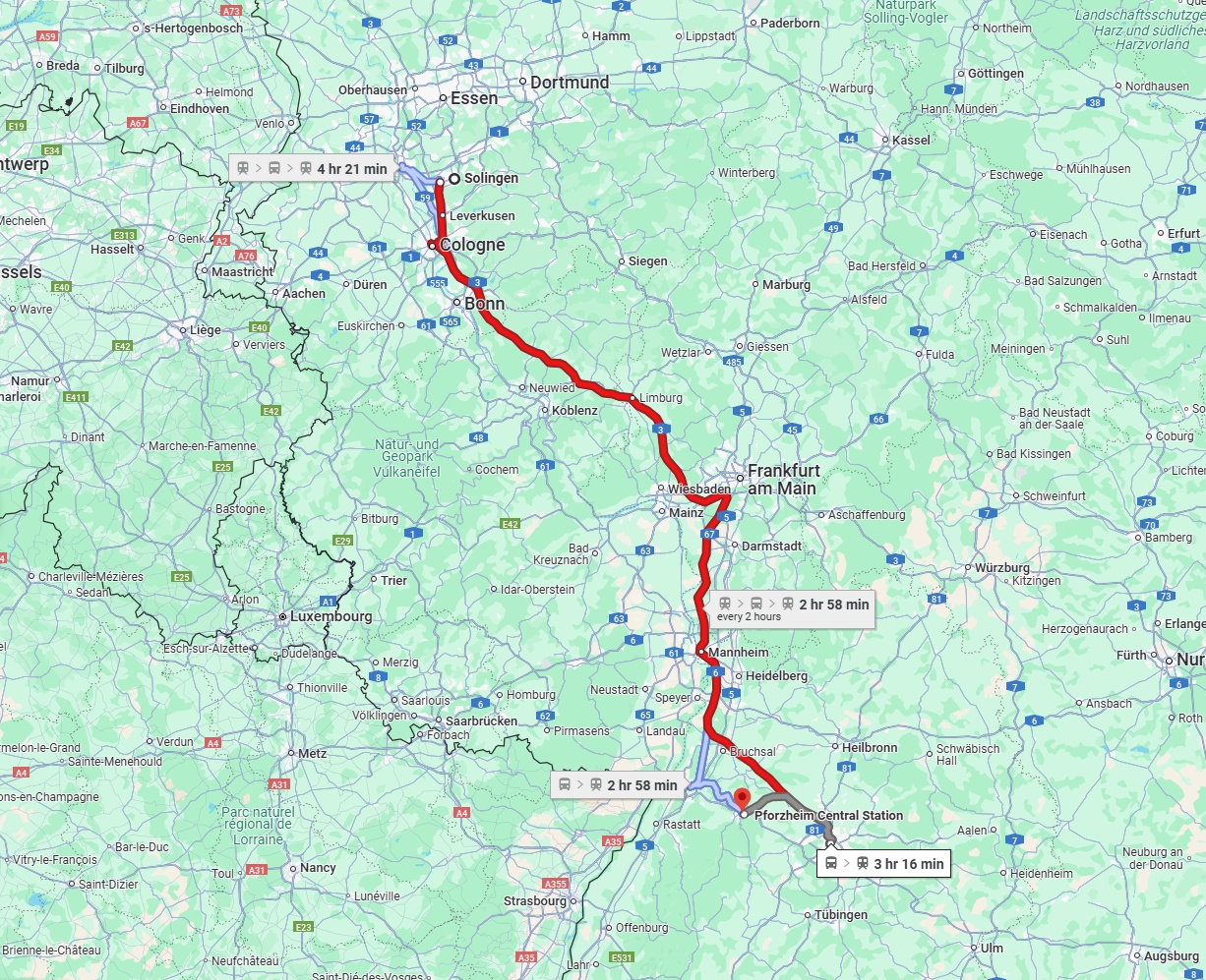 Anreise von Solingen Zu Pforzheim Über 