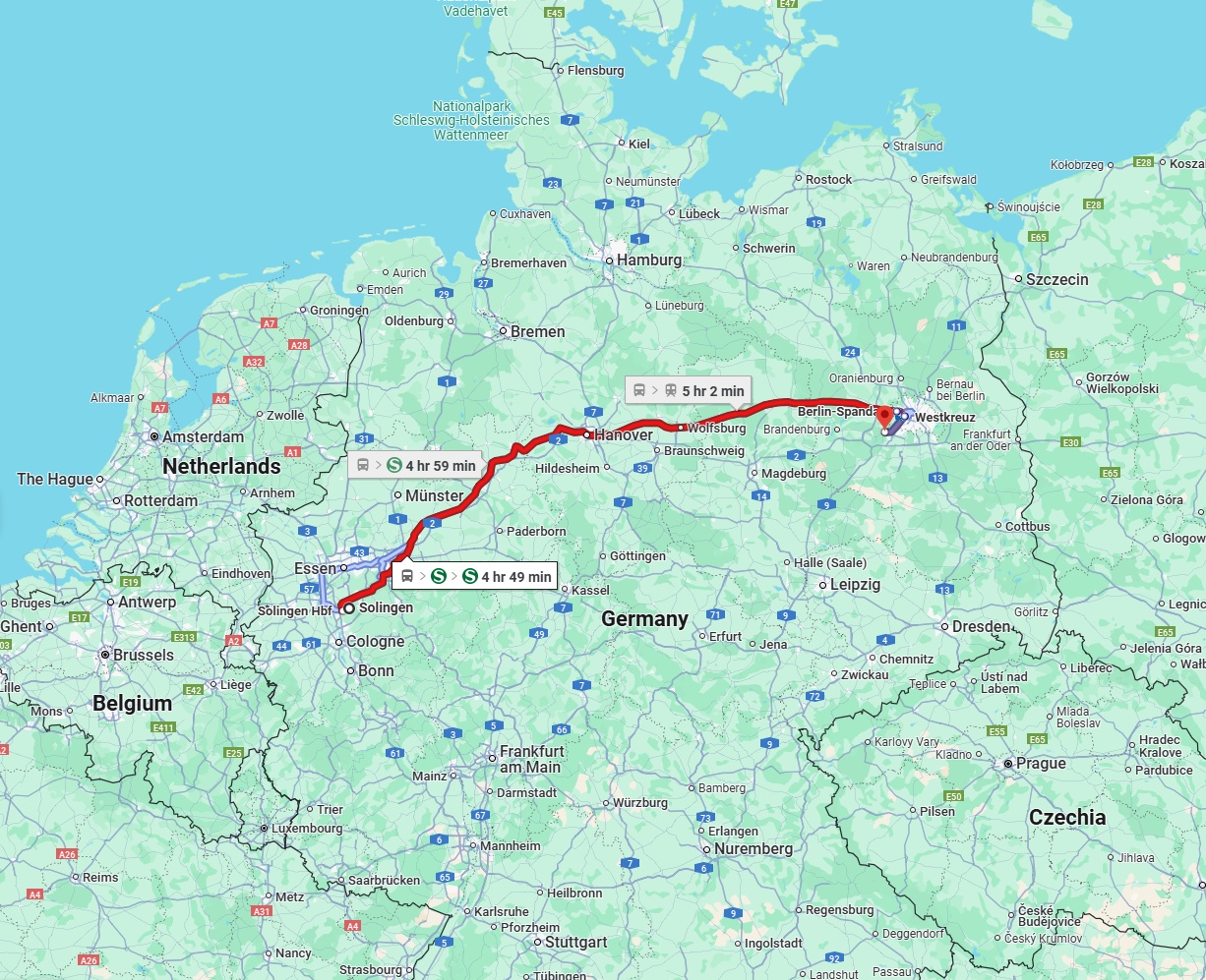 Anreise von Solingen Zu Potsdam Über 