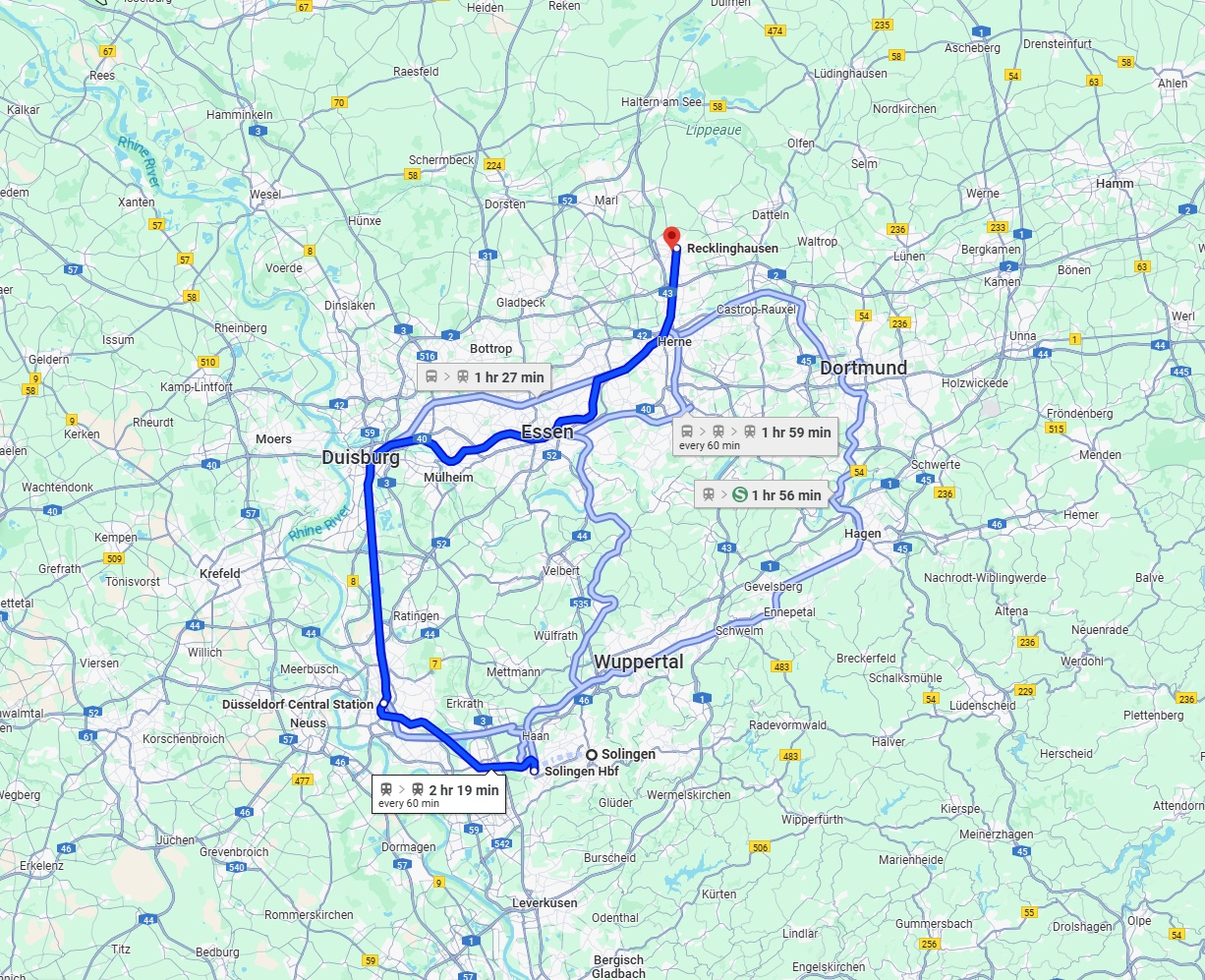 Anreise von Solingen Zu Recklinghausen Über 