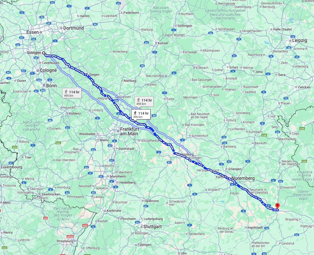 Anreise von Solingen Zu Regensburg Über 