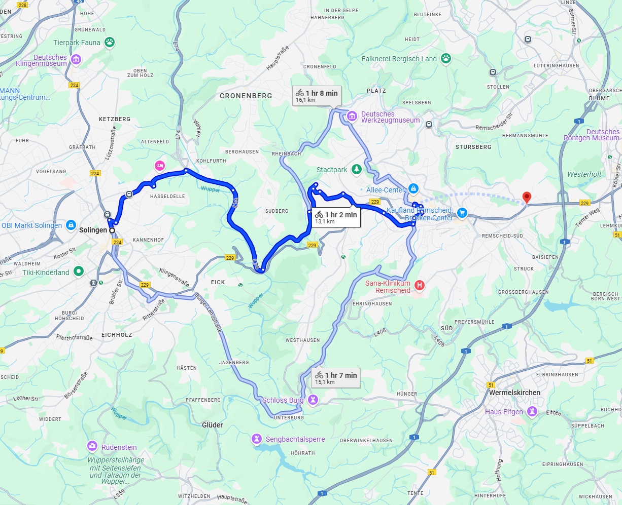 Anreise von Solingen Zu Remscheid Über 