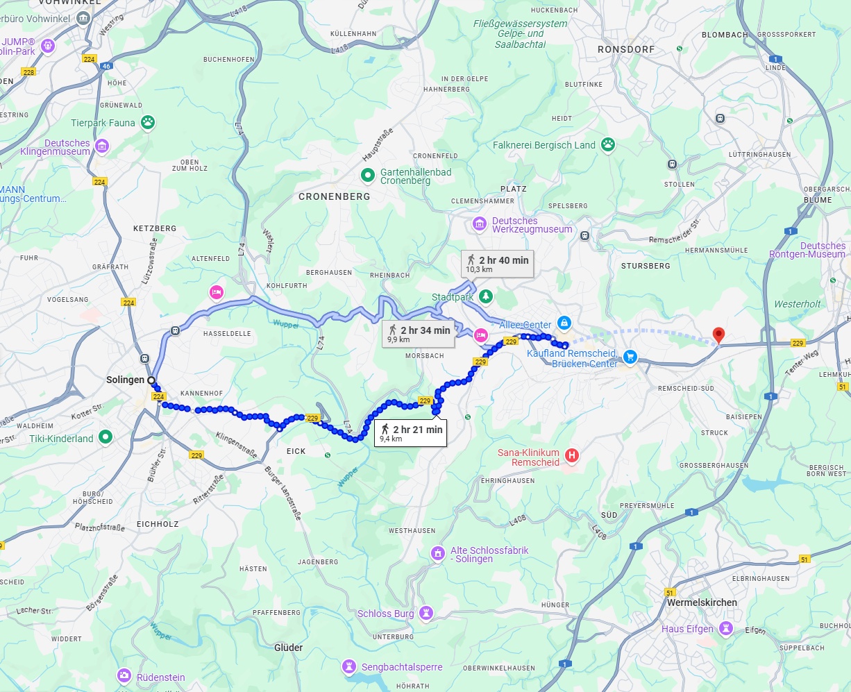 Anreise von Solingen Zu Remscheid Über 