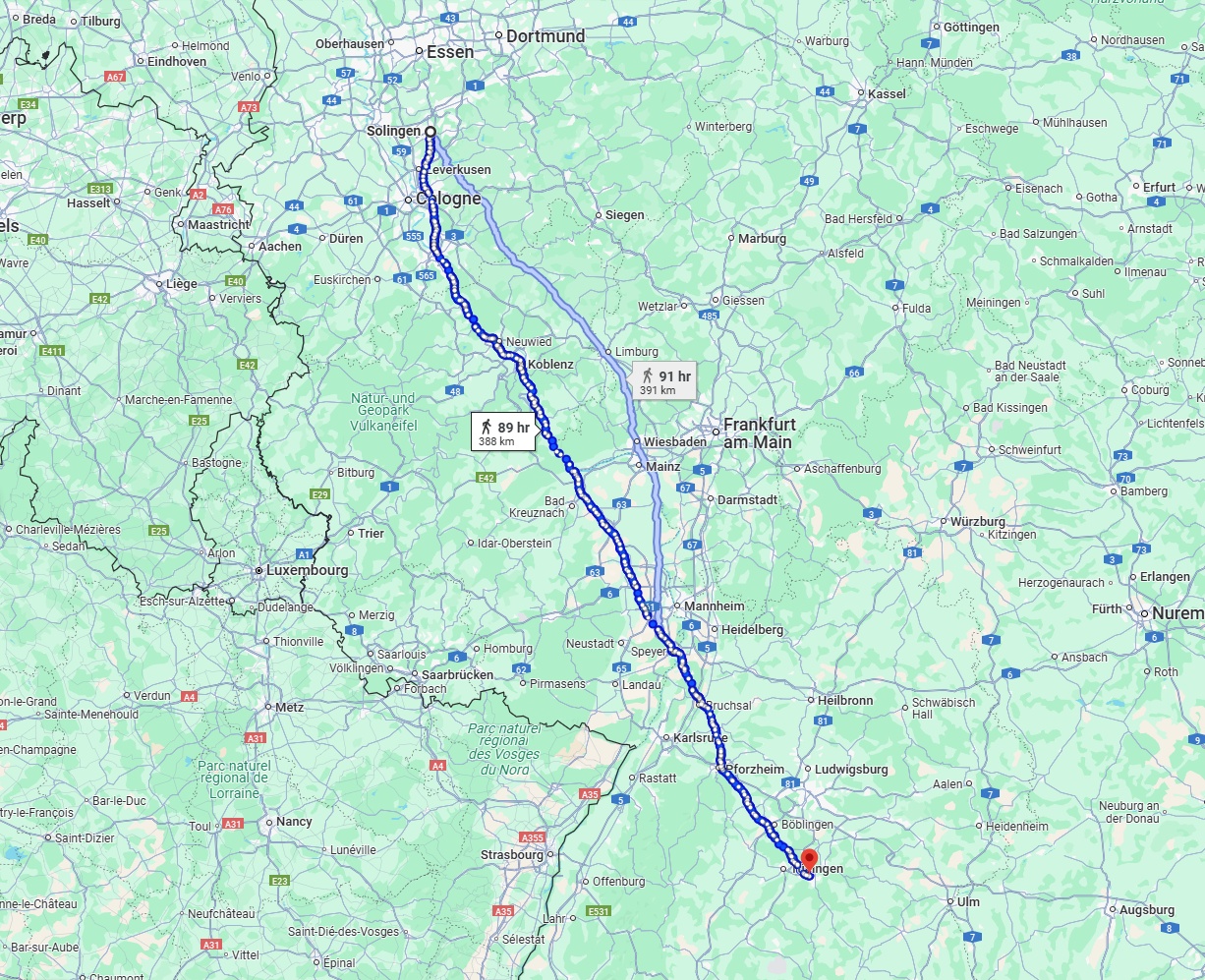 Anreise von Solingen Zu Reutlingen Über 