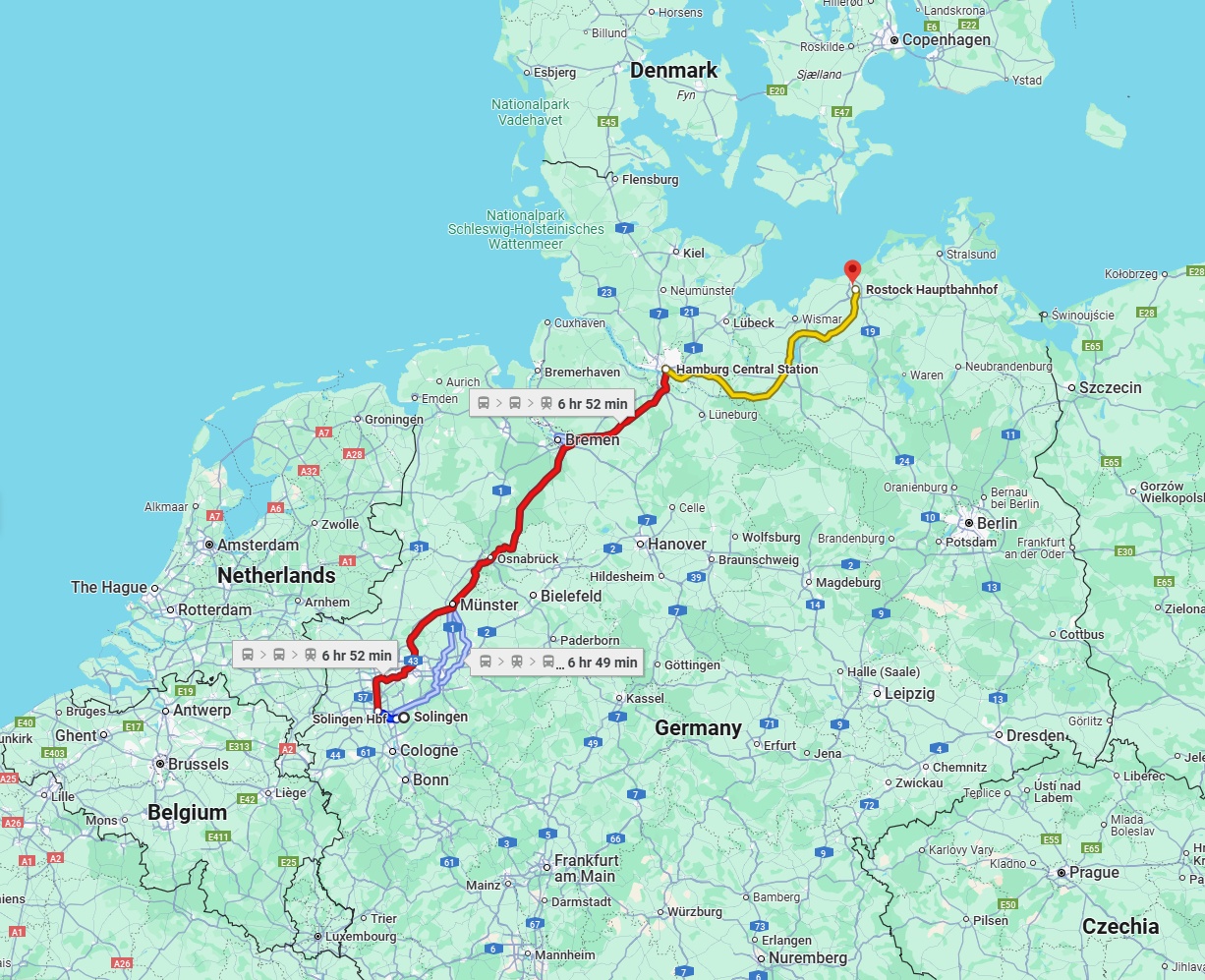 Anreise von Solingen Zu Rostock Über 