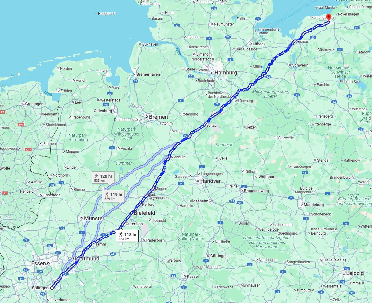 Anreise von Solingen Zu Rostock Über 